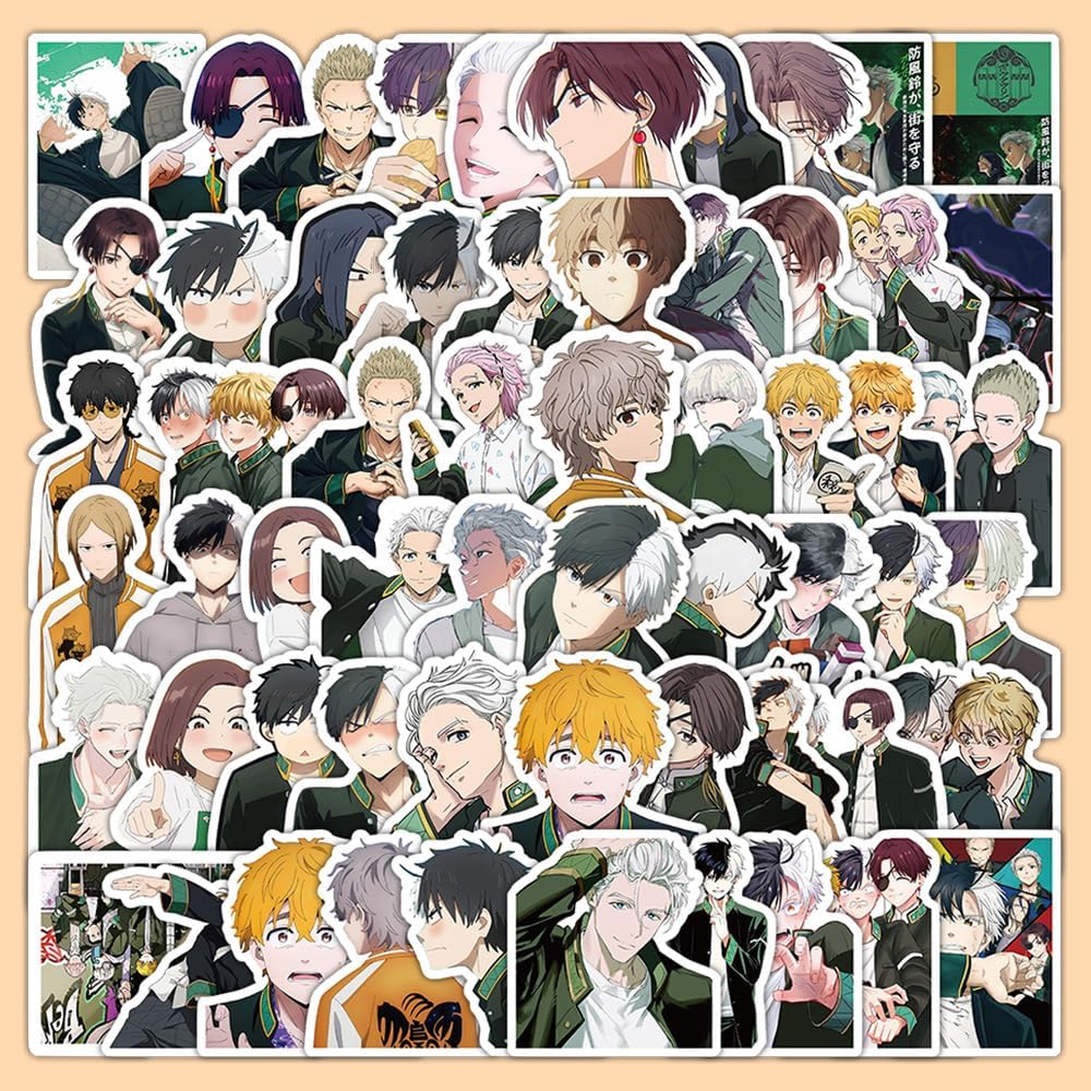 100 pieces Haruka Sakura, Sugishita, Kyotaro Sugishita, Akihiko Elui, Wind Chime High School, Windproof Bell, Windproof Boy Seal Collection Sticker Set, Anime, Manga, Cute, Diary Sticker, Children's