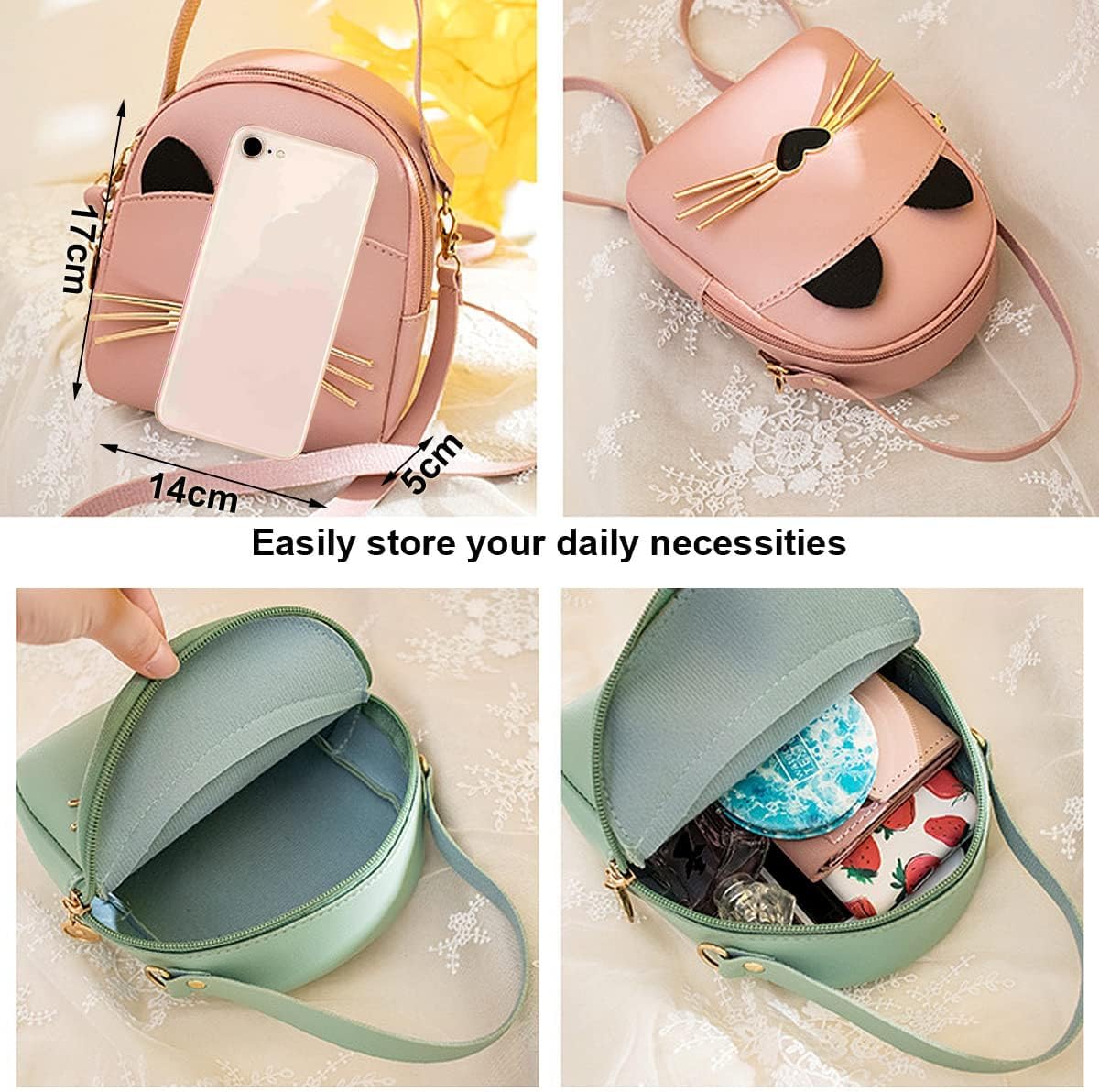 Girls Princess Shoulder Bag, Fashionable Mini Shoulder Bag Nice Small Handbags Shoulder Bags Little Girl Birthday Christmas Gift (Pink)