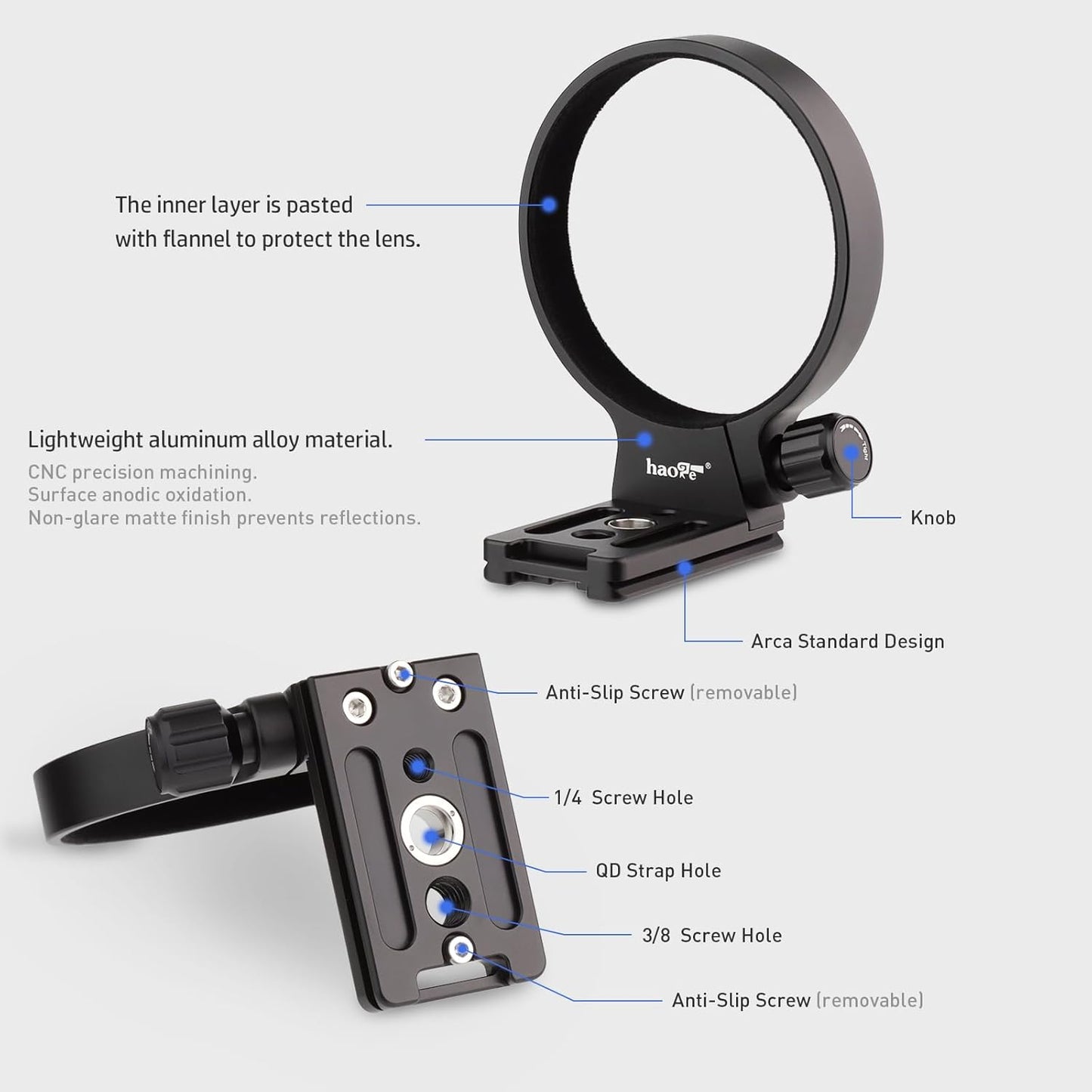 Haoge LMR-SM140 Ring Tripod Socket for Sigma 100-400mm f/5-6.3 DG OS HSM Contemporary Super Telephoto Zoom Lens Compatible with Arca-Swiss Plate Head