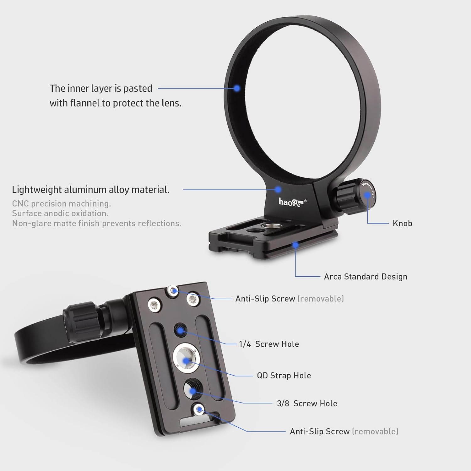 Haoge LMR-SM140 Ring Tripod Socket for Sigma 100-400mm f/5-6.3 DG OS HSM Contemporary Super Telephoto Zoom Lens Compatible with Arca-Swiss Plate Head