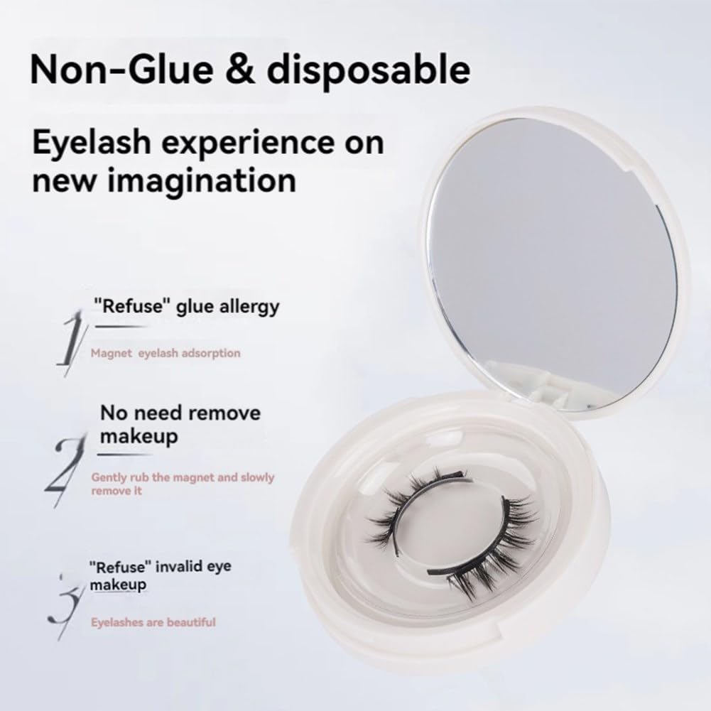 Magnetic False Eyelashes, Magnetic Eyelashes, Natural, No Glue Required, Magnetic, Reusable, Lightweight, Luxury Fiber, Soft, 3D False Eyelashes, Long Lasting, Waterproof, Sweatproof, Portable, Makeup