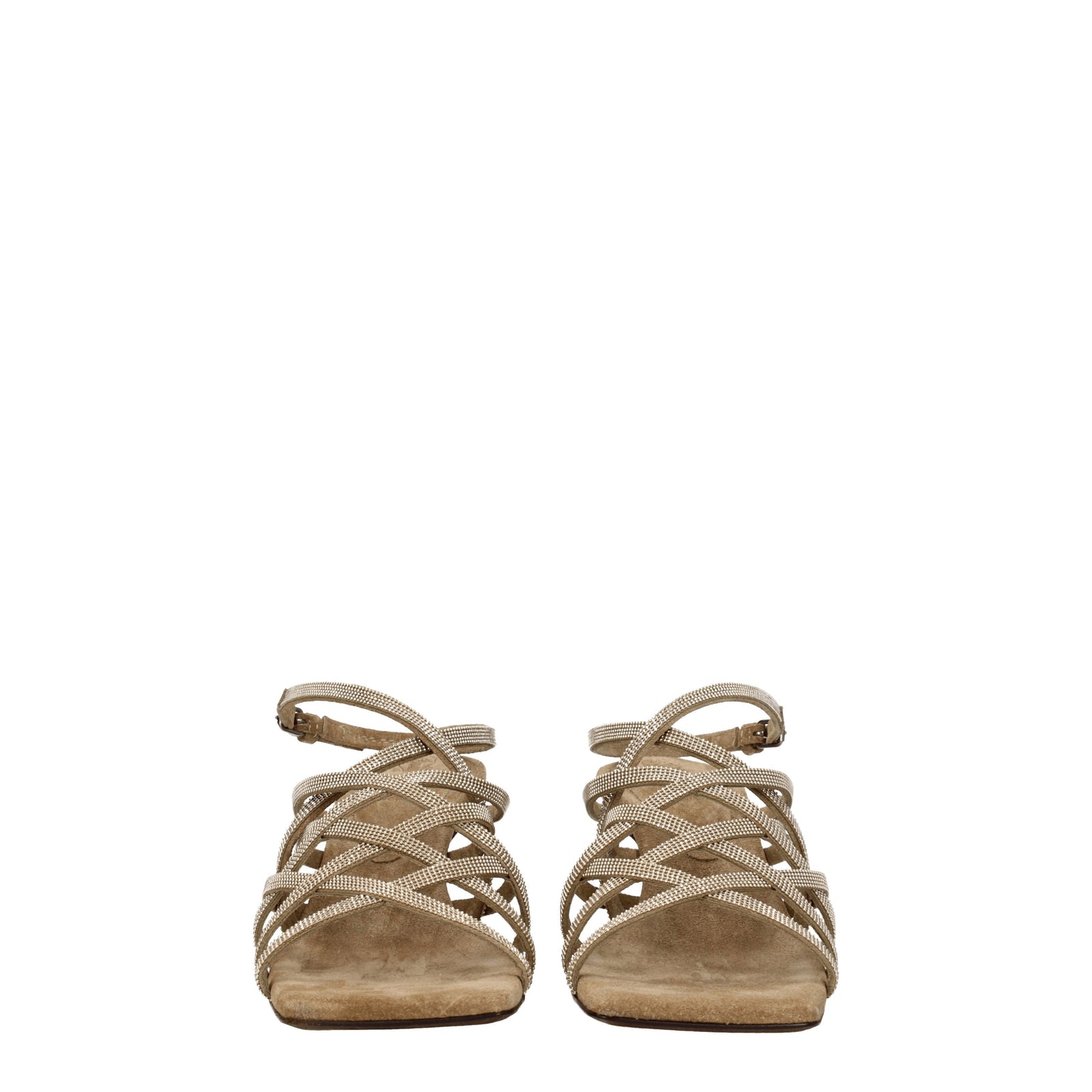 Brunello Cucinelli Sandals Women Suede Beige - Image 4