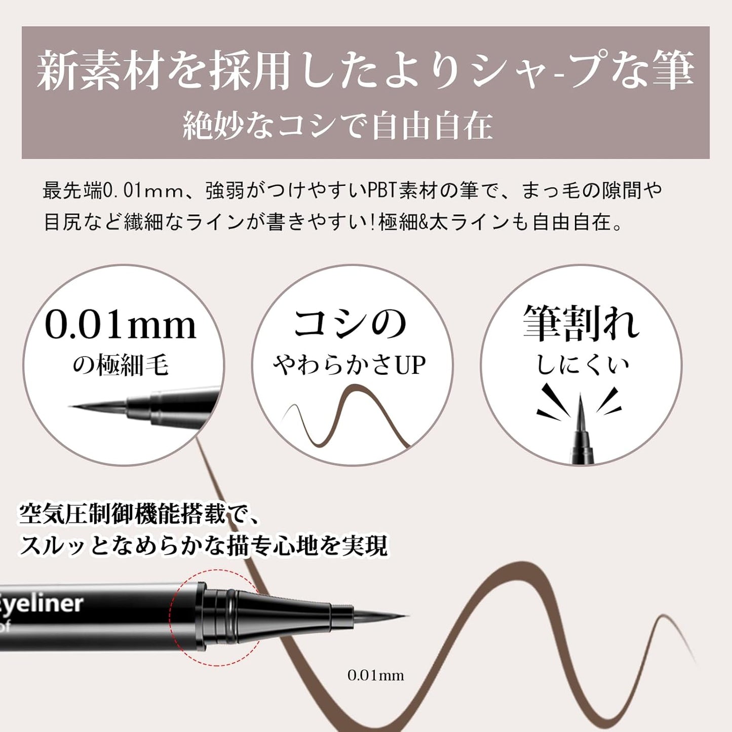 2025 New Appearance Liquid Waterproof Pencil, Eyeliner Fall, 0.5 mL, 0.0004 fl oz (0.5 ml) Brush Tip, Ultra Fine Line, Hot Water, Eye Line, Bleedless, Paint Lid, Hypoallergenic, Quick Dry Liquid