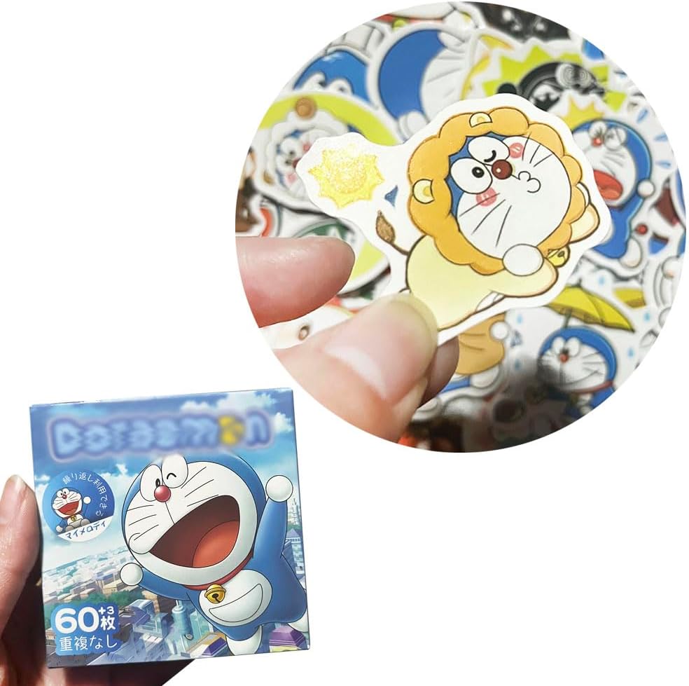 Anime Stickers Set of 60 Cute Robot Cats Cartoon Character Stickers Snowboard Guitar Car Bike Helmet Computer Portable Notebook Sticker for Children Students Anniversary Gift Birthday Present