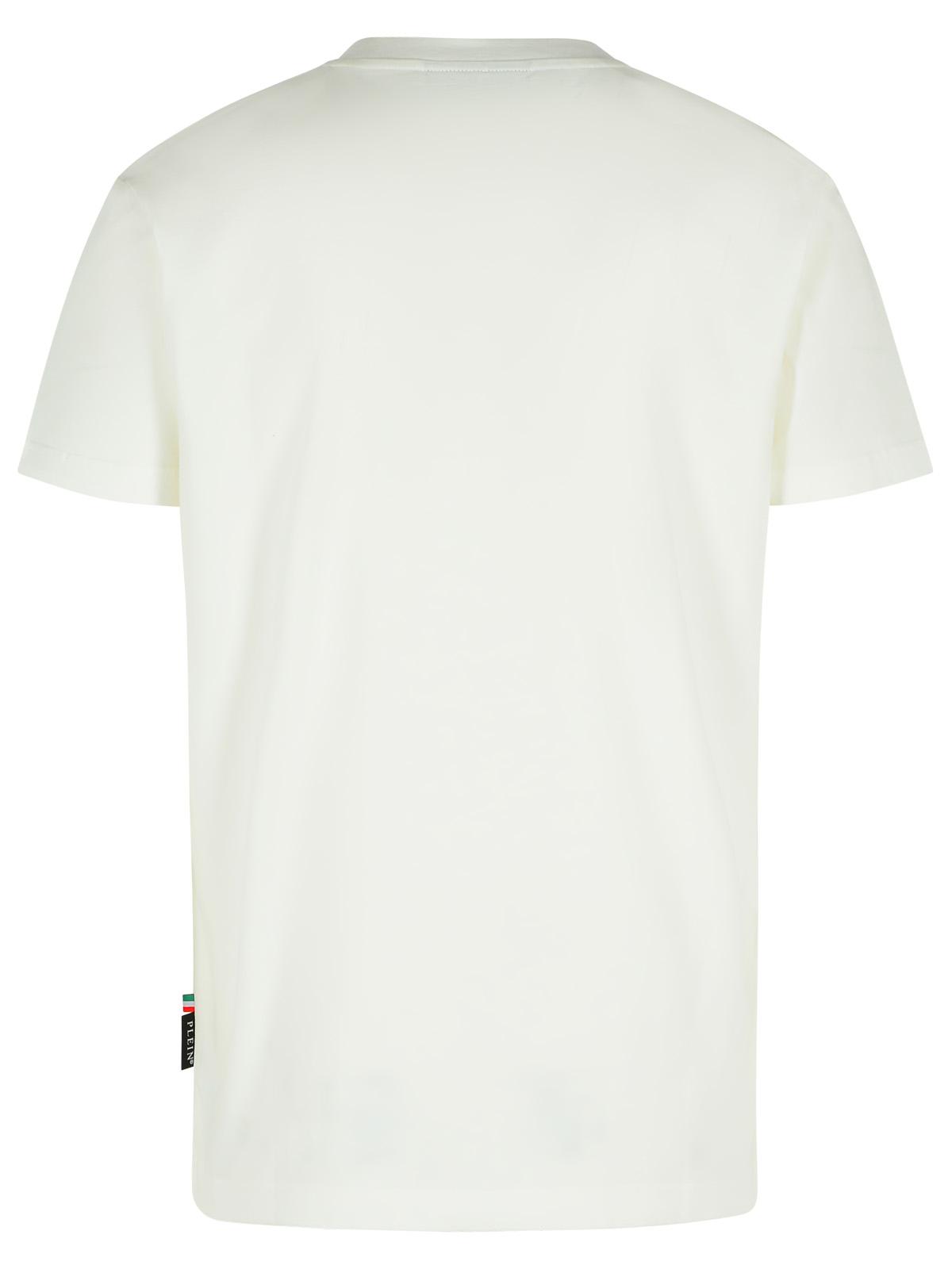 Philipp フィリップ・プレインホワイトコットンTシャツ - Image 4