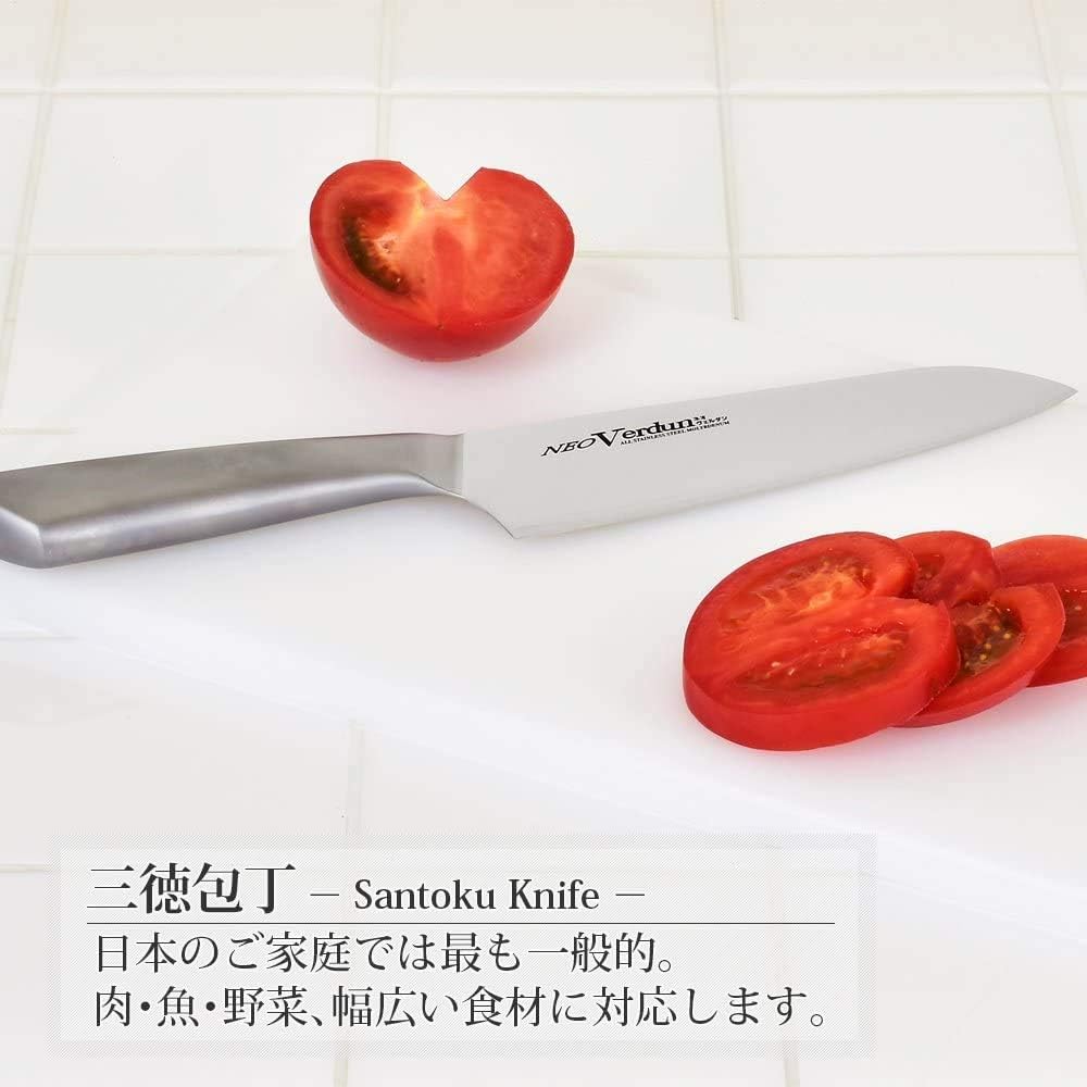 Shimomura Industrial Neo Verdun NVD-01 Santoku Knife, 6.5 Inches (165 mm), Molybdenum Vanadium Steel, Dishwasher Safe, Made in Tsubame-Sanjo, Niigata, Japan
