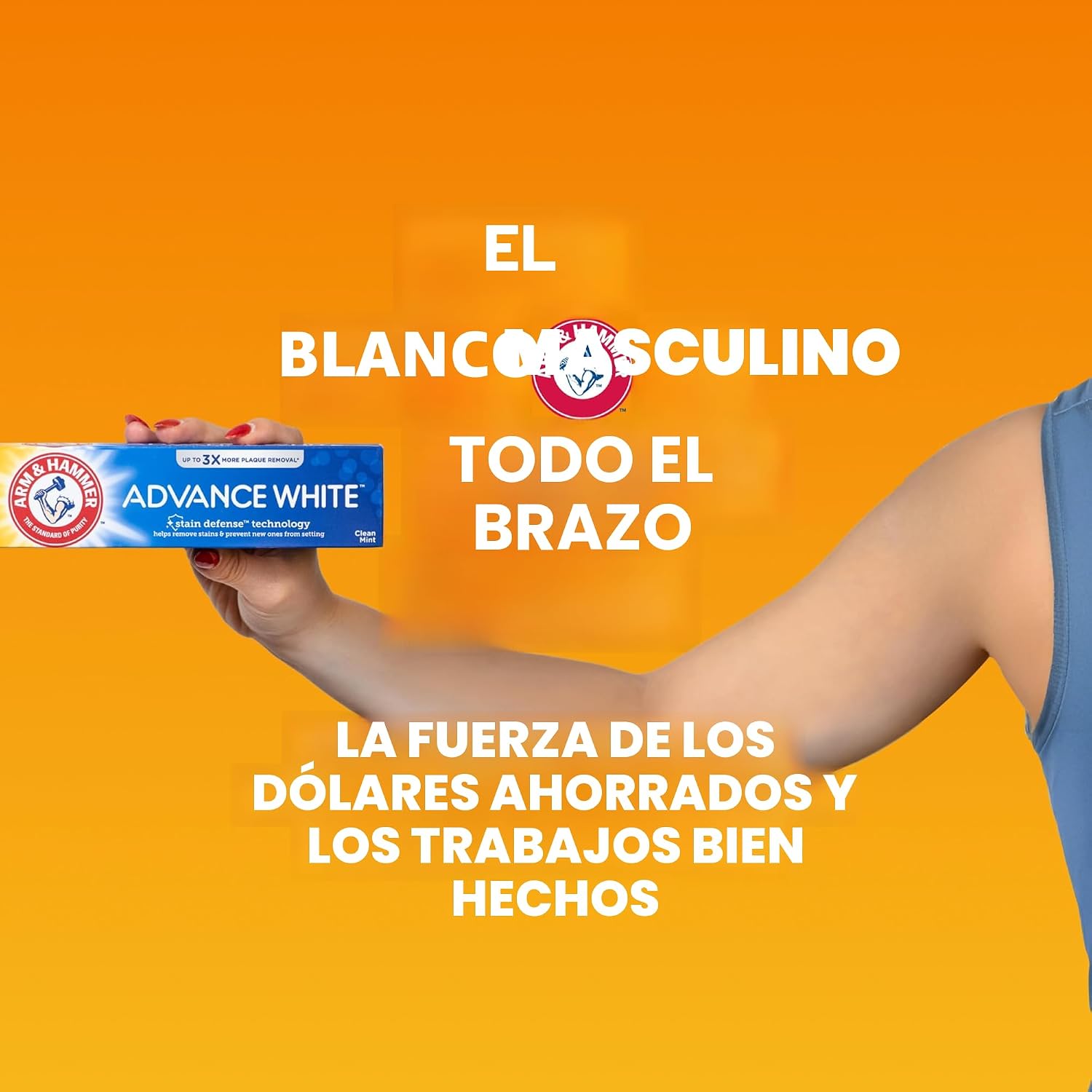 ARM & HAMMER Advance White Pasta de dientes, Pasta de dientes blanqueadora de bicarbonato de sodio con Tecnología de Defensa contra Manchas y Flúor, Sabor Menta Limpia, 6.0 Oz (Paquete de 4)