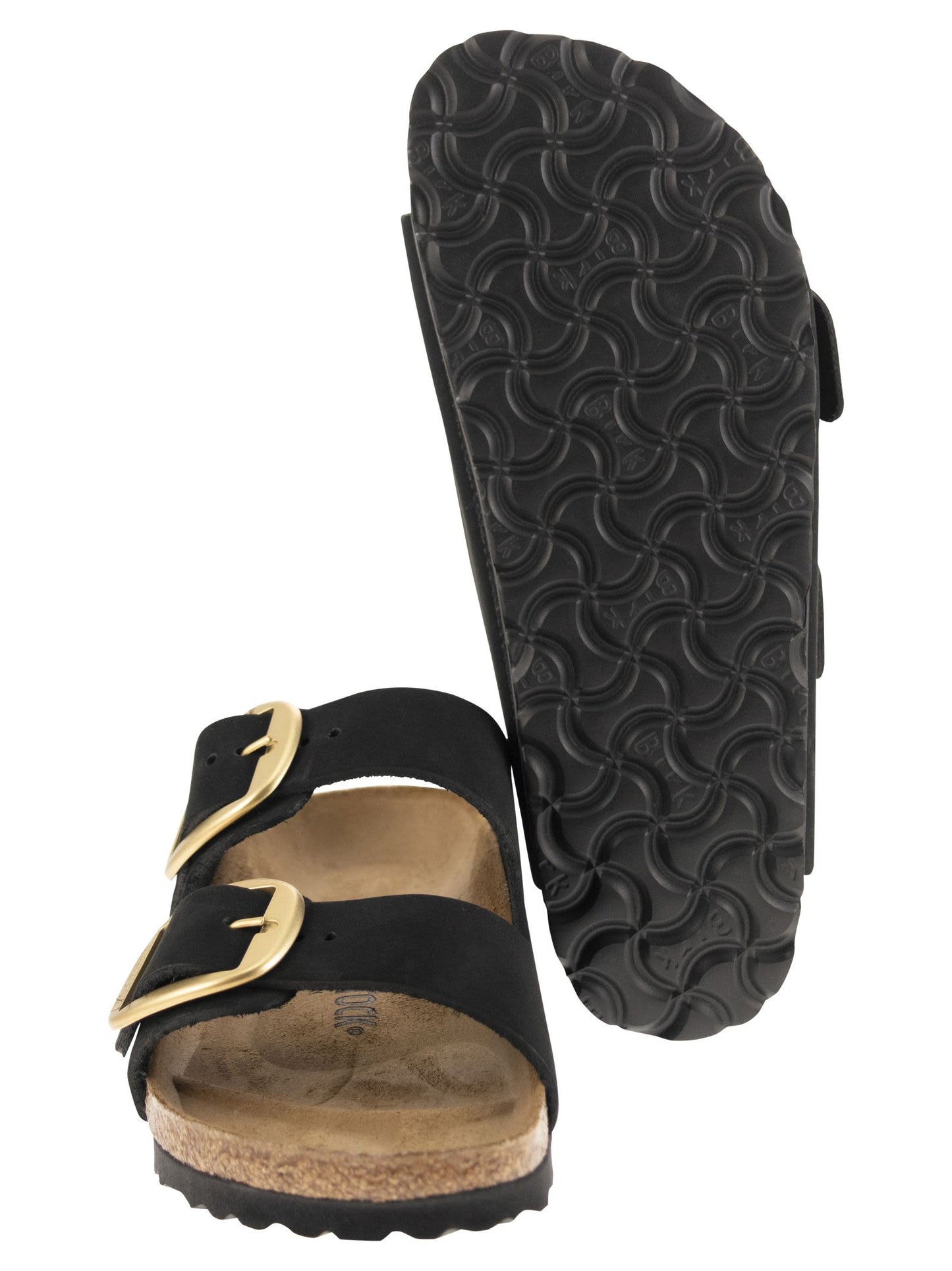 Birkenstock ビルケンシュトックアリゾナレザースリッパが大きなバックルを備えています - Image 4