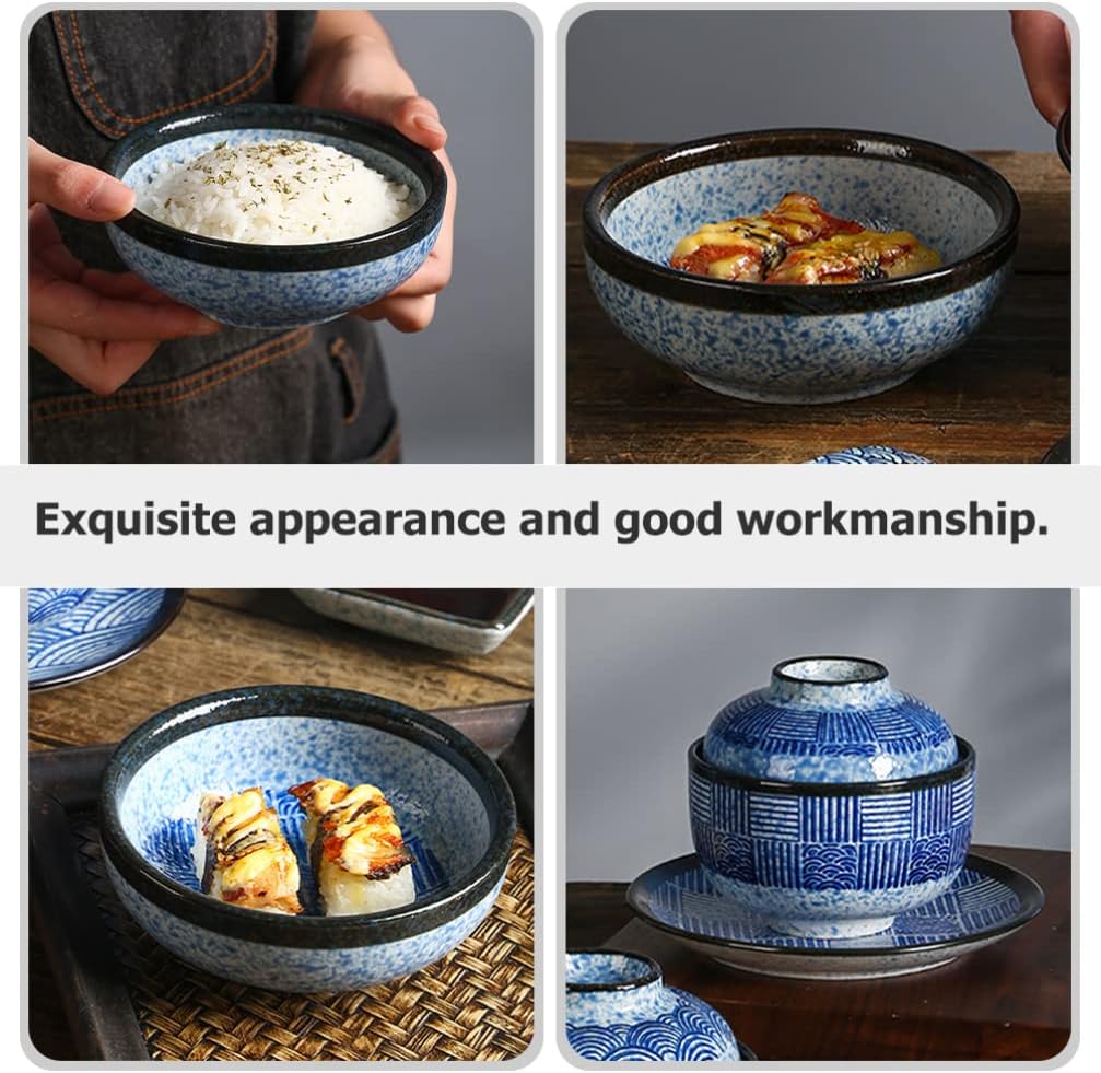 Ceramic Bowl, Ramen Bowl, Instant Ramen Bowl, Rice Bowl, Porcelain Soup Bowl for Udon, Asian Noodle A (Color: As Shown 2)