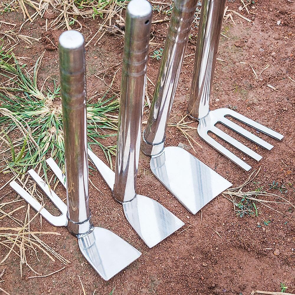 Stainless Steel Hoe, One-Handed Shake, Multifunctional Hoe, For Home Gardening, Farm Equipment, Weeding Tool, Root Removal, Soil, Grass Shaving, Digging, Cultivation, Garden Tool, Portable
