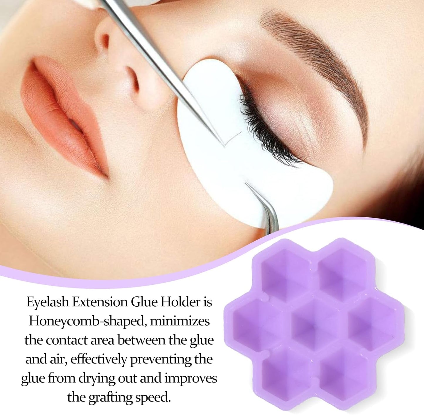 UAKEREDハニカム形状 まつ毛エクステンション グルーカップ セット睫毛延長ゴムラック花形120個睫毛接ぎ木供給プラスチックゴムカップトレイマット、2個ピンセット付き自宅用 DIY つけまつげ グルー皿