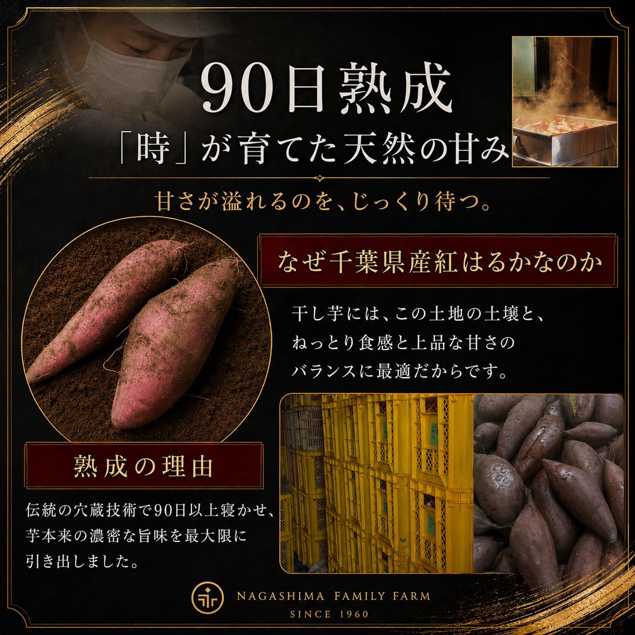 NAGASHIMA Dried Sweet Potato Sweets, Beni Haruka Sweet Potatoes, Additive-Free, Made in Japan, Chiba Prefecture, 3 Types, Premium Tasting Comparison Set (Set of 3)