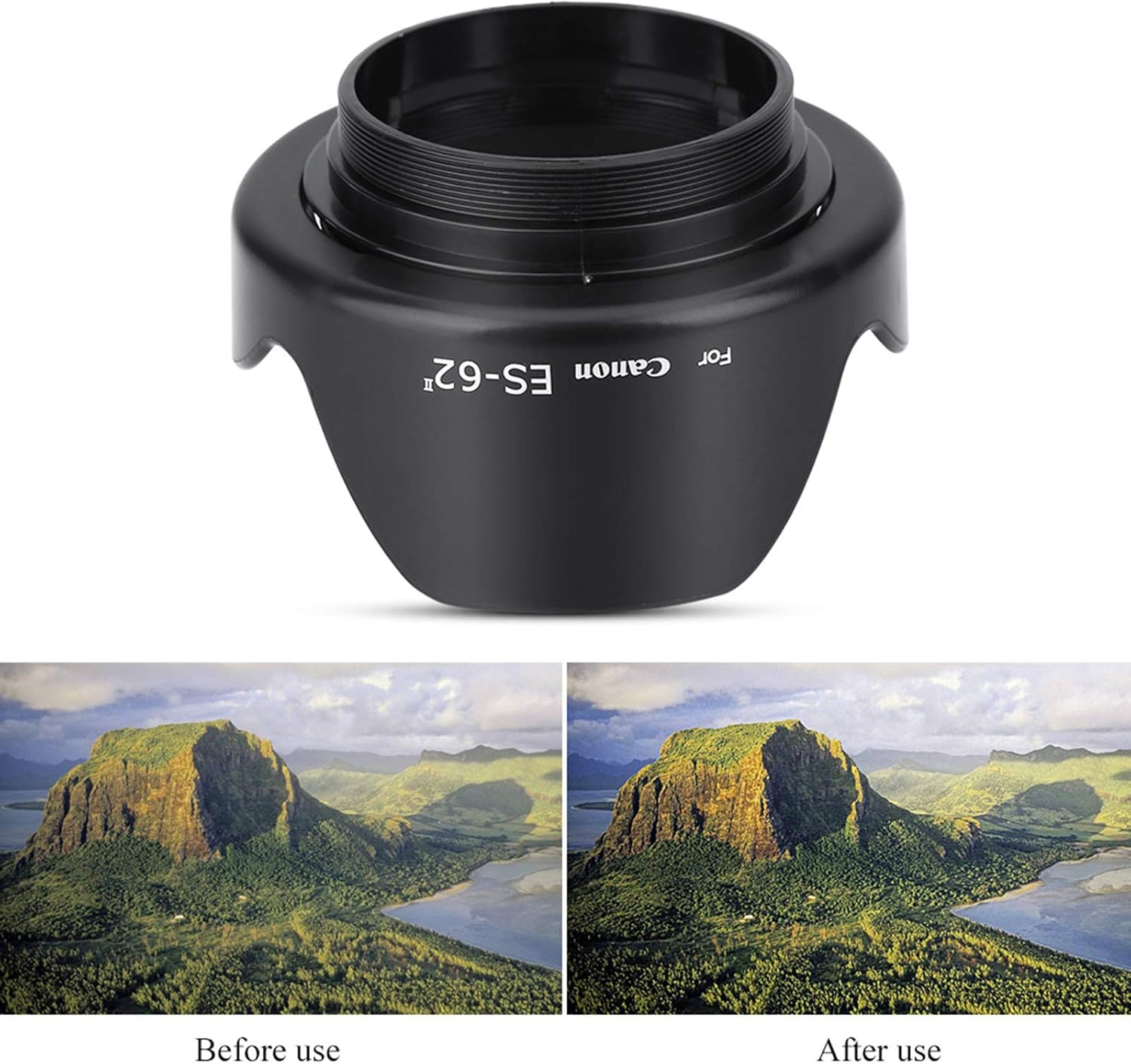 ES-62II Camera DSLR Lens Hood for Canon 50mm f/1.8 II with Lens Cap, for Nikon 50mm 1.8D Lens, Nikon 50mm 1.4D Lens