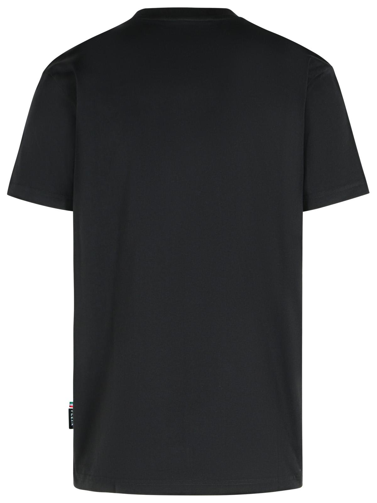 Philipp フィリップ・プレインブラックコットンTシャツ - Image 4