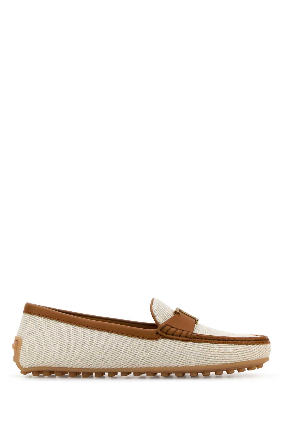 Tods トッド 'S 砂ファブリックシティローファー - Image 4