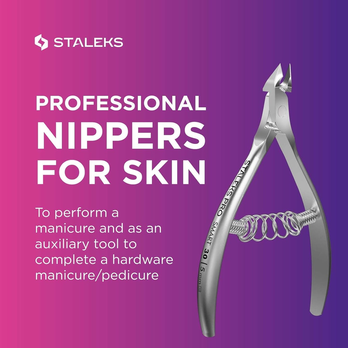 STALEKS Pro Smart 30 NS-30-5 Professional Spring Cuticle Nippers 1/2 Jaw 5mm