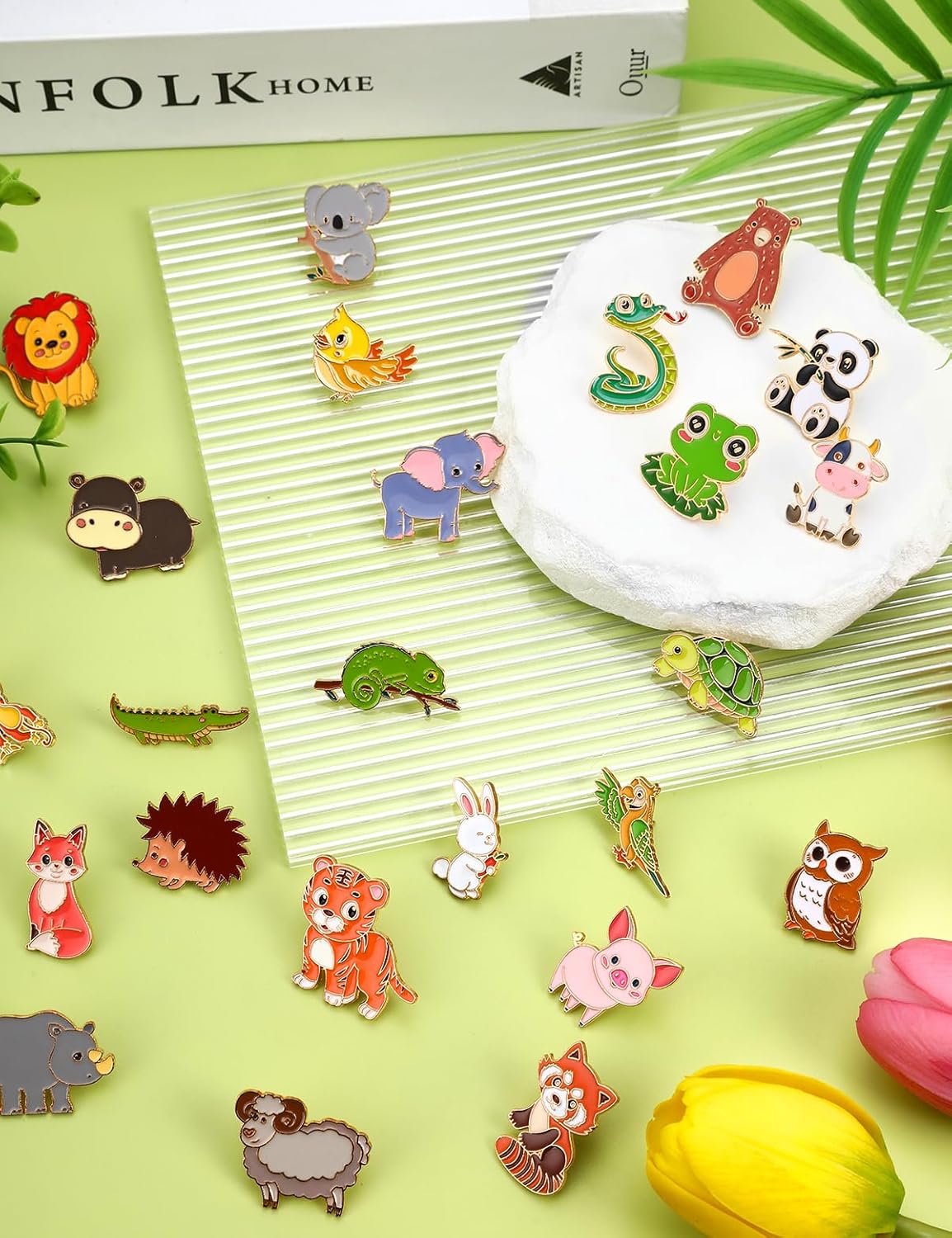 JUNEBRUSHS 28 pines esmaltados de animales, bonitos broches de animales del bosque, elefante, panda, tigre, jirafa, para decoración de fiestas, intercambio, regalo, mochilas, ropa, bolsas, sombreros y accesorios