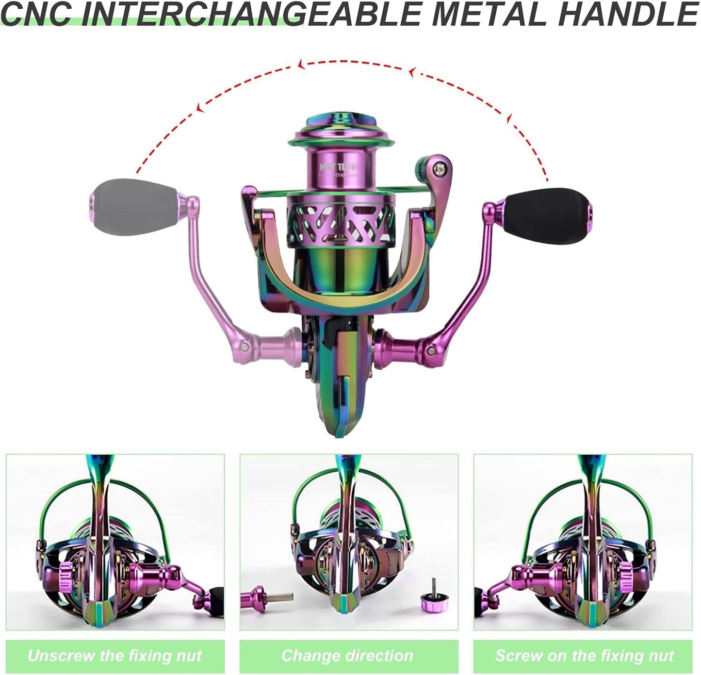 REENEW Spinning Reel, Egging Reel, 5.2:1 High Speed All Metal Fishing Reel with CNC Interchangeable Metal Handle, Cable Reel for Saltwater and Freshwater Sea, 1000-7000 Max Resistance 15KG/33LB