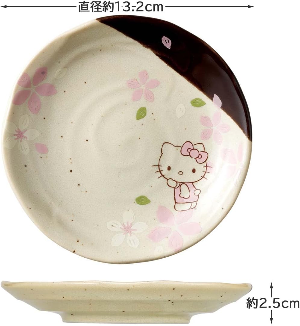 Skater CHMD1-A Mino Ware Small Plate, Hello Kitty Sakura, Sanrio, 5.2 inches (13.2 cm)