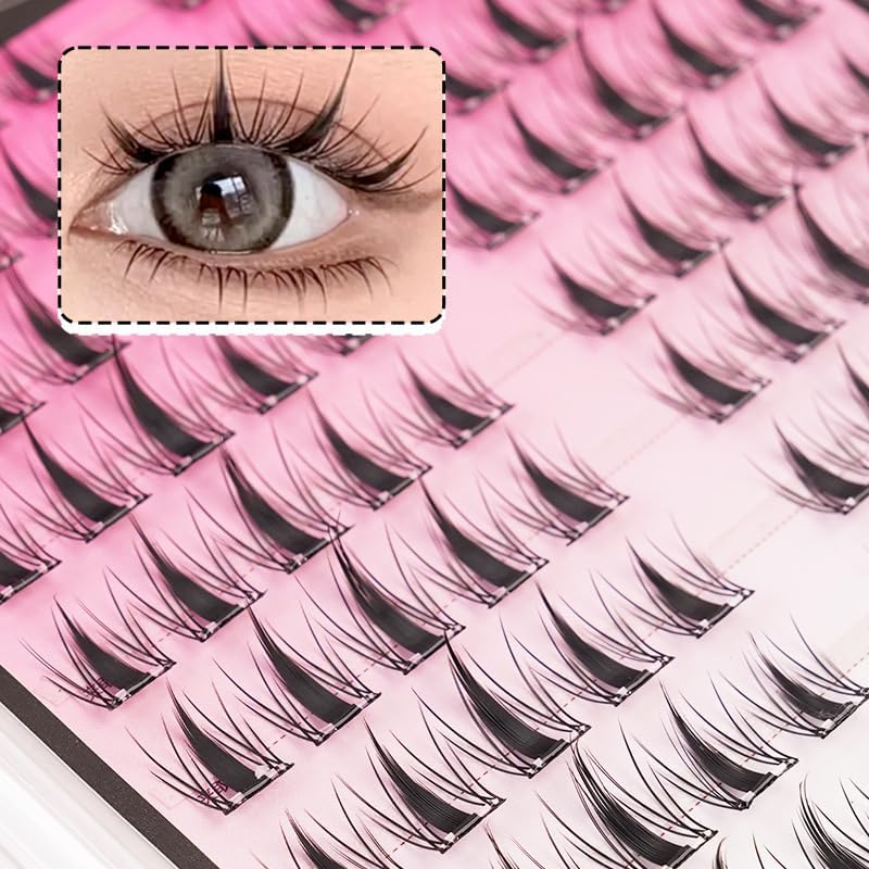 100 Pairs Large Capacity False Eyelashes, Cute, Three-Dimensional, Partial False Eyelashes with Glue, Bunchy, Popular, Beginner, Durable, Eye Makeup, Natural, Lightweight, Comfortable, Travel and
