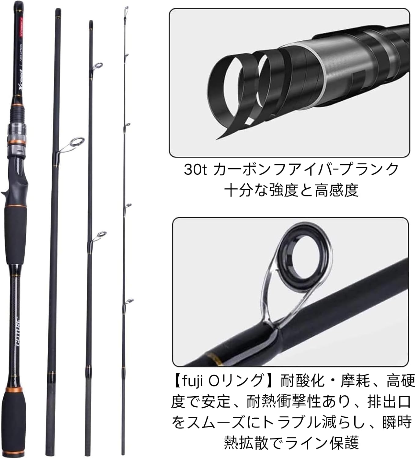 Goture Xceed Compact Egging Rod, Spinning Rod, 7 ft 10 in (2.4 m), L