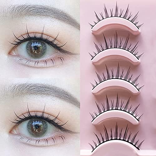 3D False Eyelashes Popular Black Natural Axis Soft Core Premium Fibers Hand Made A Natural Fluffy Long Soft Reusable 5 Pairs Long Middle Length Cluster Shape H22