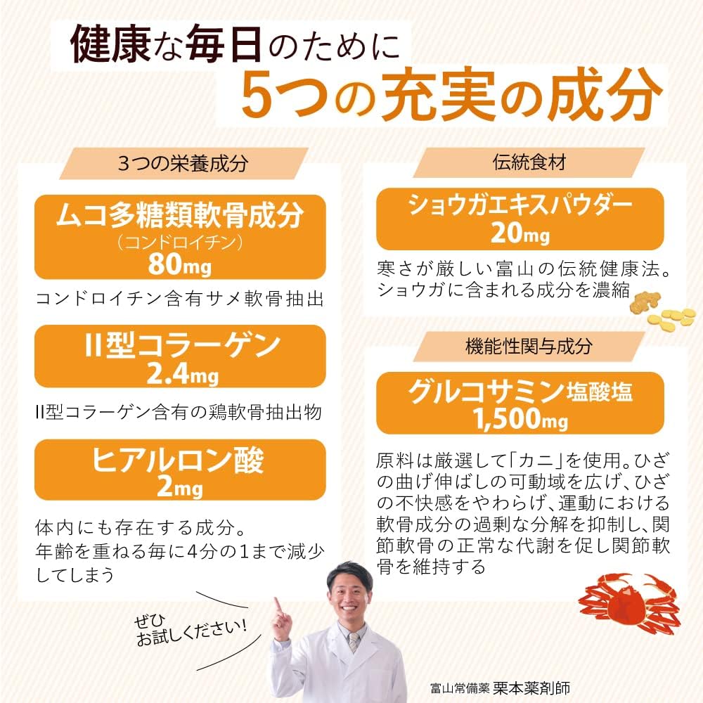 Toyama Toibi Official Ryosin Toyama Glucosamine Food with Functional Display Glucosamine Hydrochloride Knee Supplement Supplement 248 Tablets / Approx. 31 Day Supply