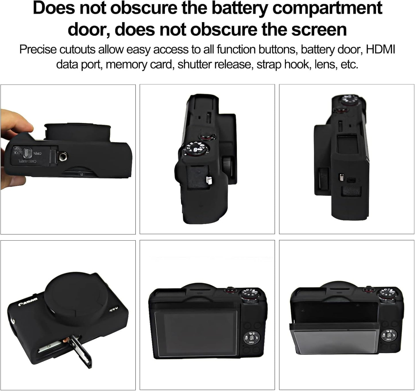 VECASDEN Soft Silicone Cover with Lens Cap for Canon G7 X Mark III Easy Install Lightweight Protective Cover Black