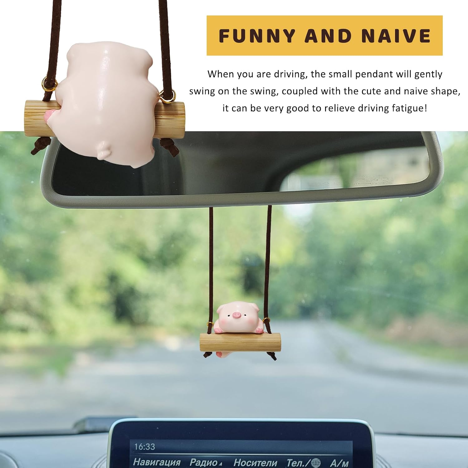 Adorno colgante de espejo retrovisor de vaca oscilante, bonito colgante de espejo retrovisor de resina, divertido colgante de vaca, accesorios interiores universales para automóvil, SUV, camión