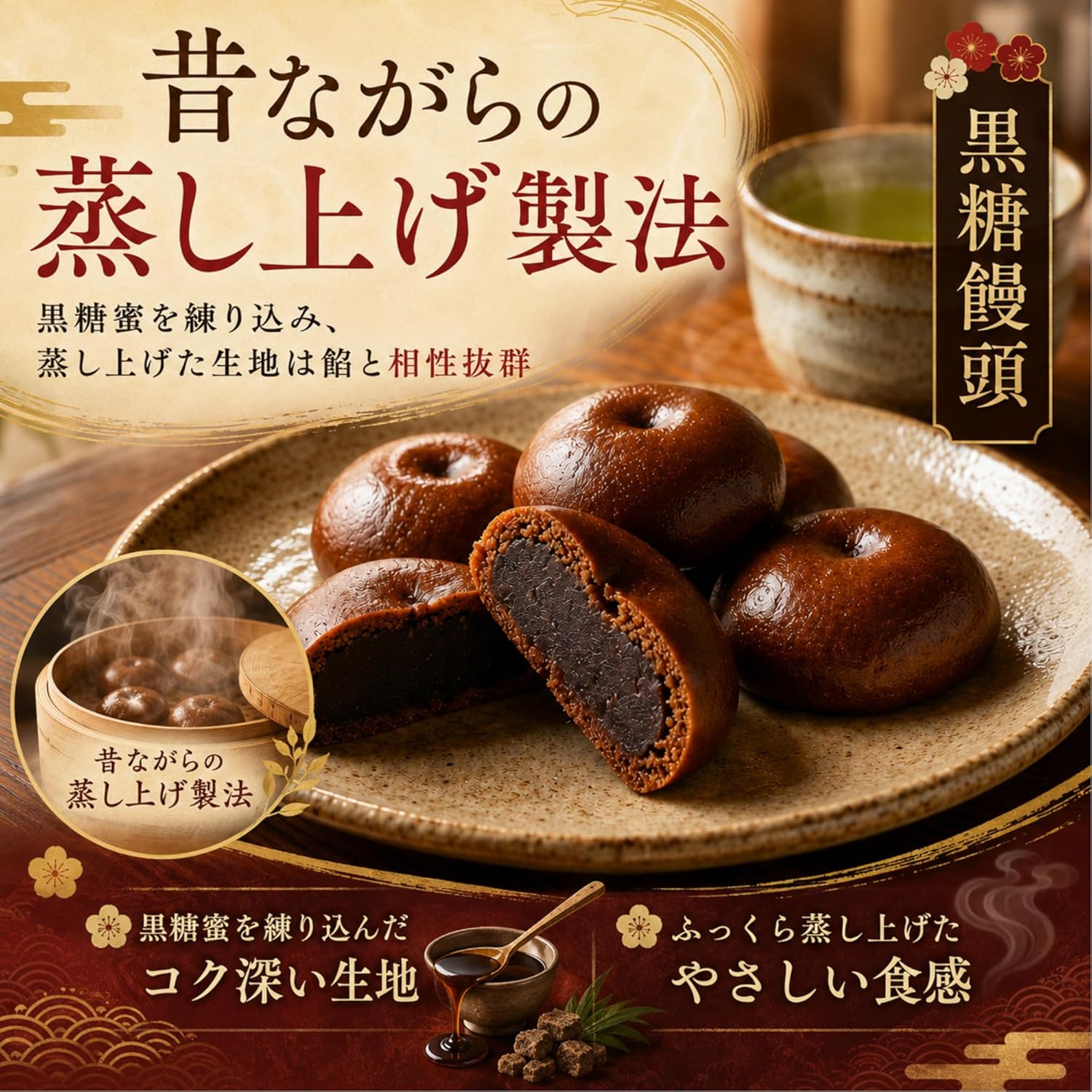 Alneka Brown Sugar Manju Japanese Confectionery with Sublimated Japanese Sweets
