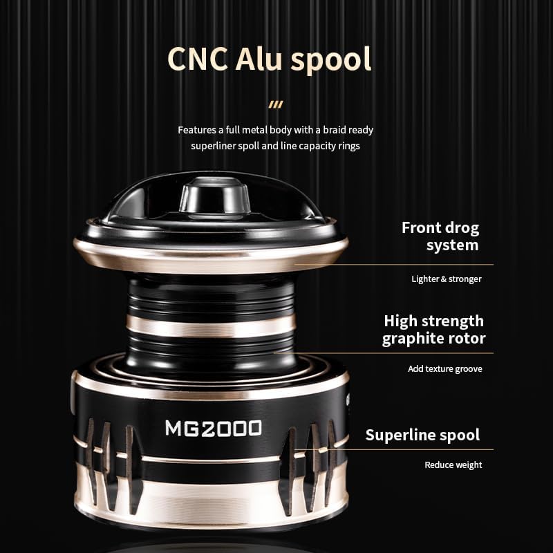 ROOBLINOS MG 2000-7000 Professional Spinning Fishing Reel Lightweight Black Metal Body Smooth Drag System Freshwater Reservoir Carp Fishing