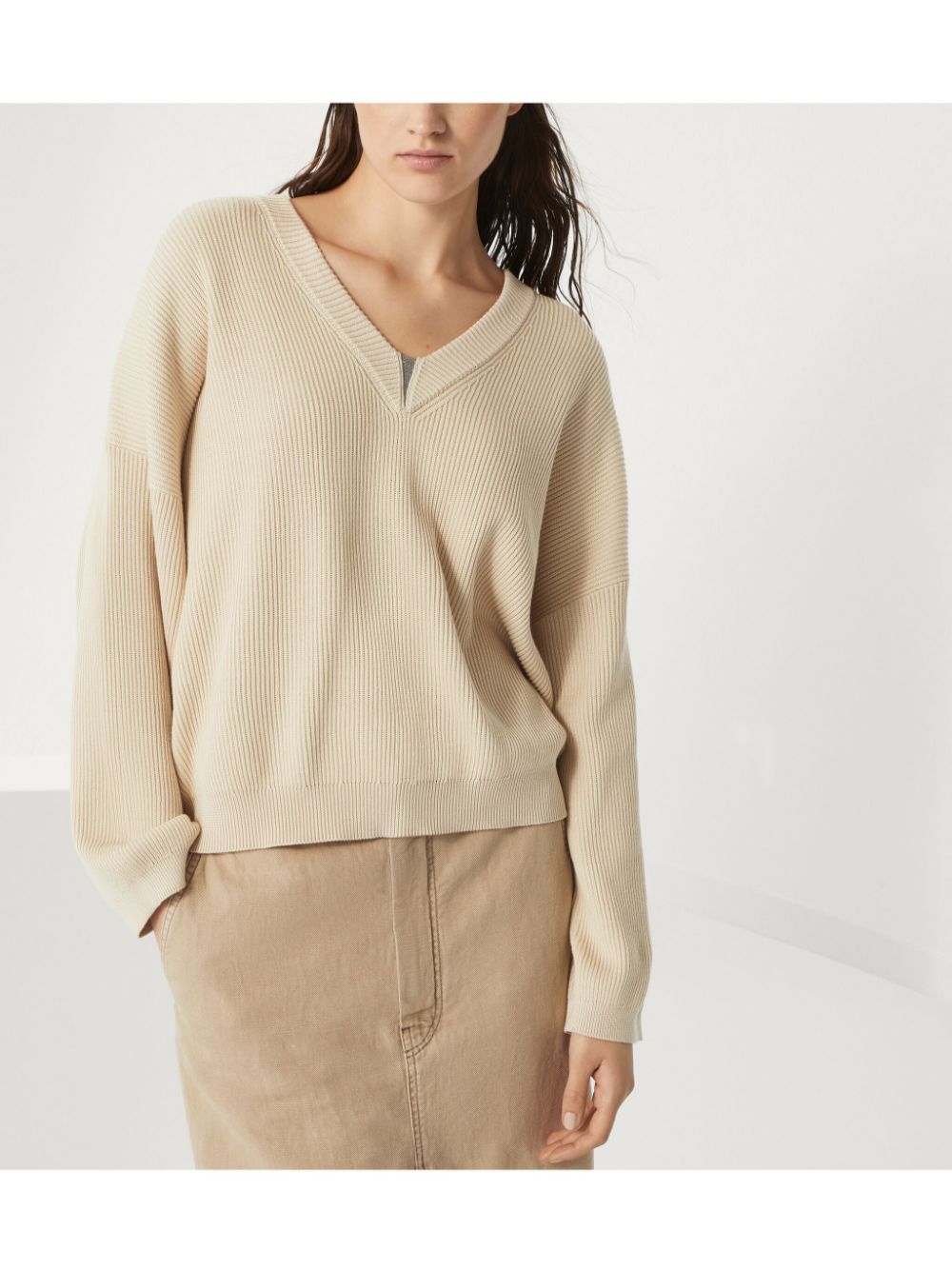 Brunello Cucinelli Cotton V Necked Seater - Image 4