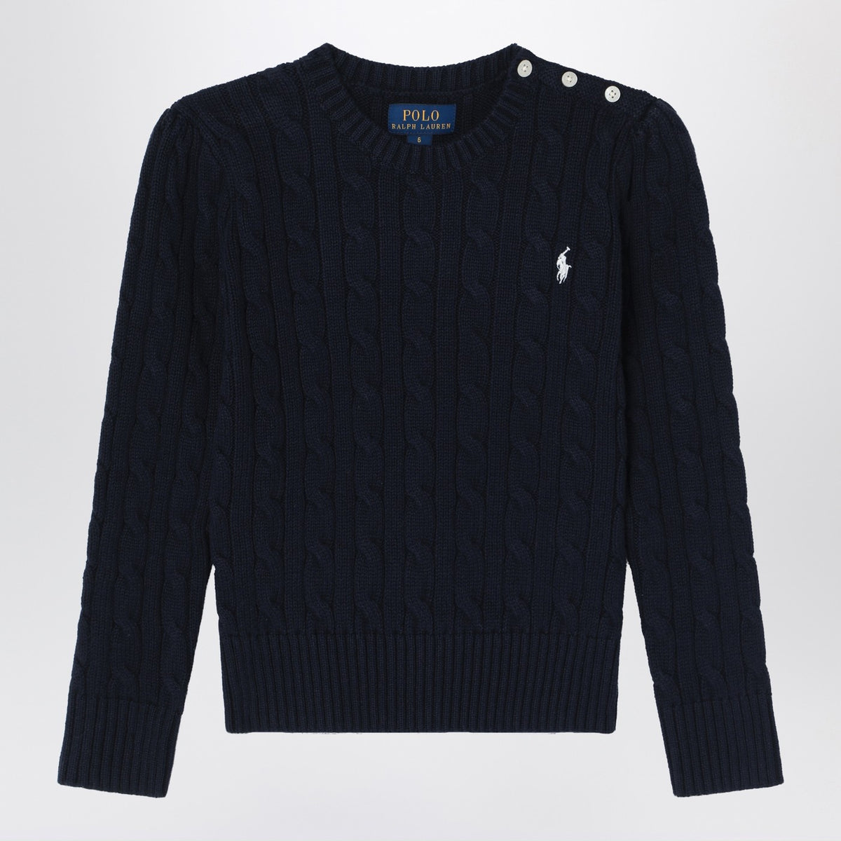 Polo ポロラルフローレンネイビーブルーコットンケーブルニットジャンパー - Image 4