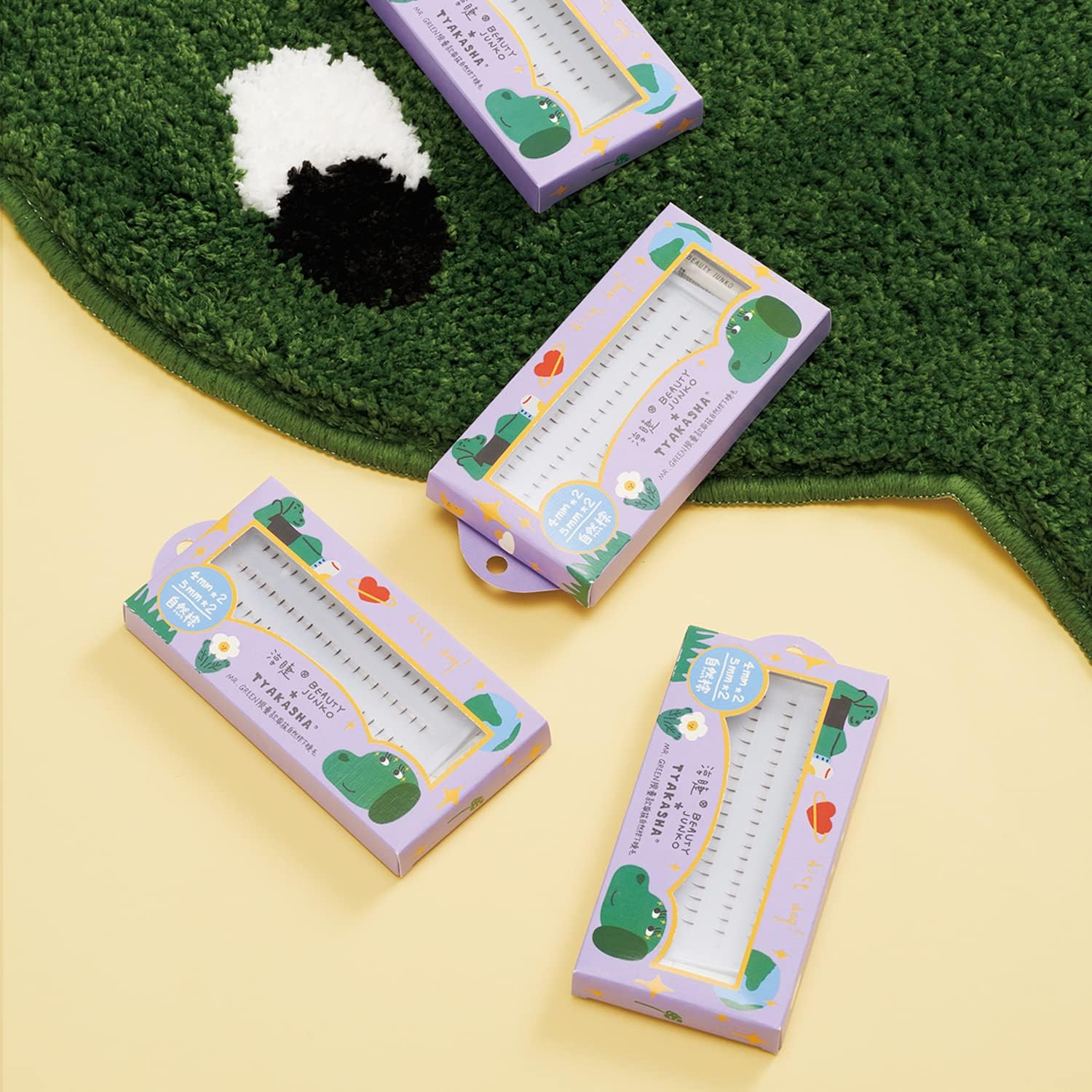 Beauty Yelashes, Natural Point Fit, Supernatural, Handmade, Natural Brown, 80 Bundles, 0.2 inches (4 mm) + 0.2 inches (5 mm), MR & GREEN Limited Edition