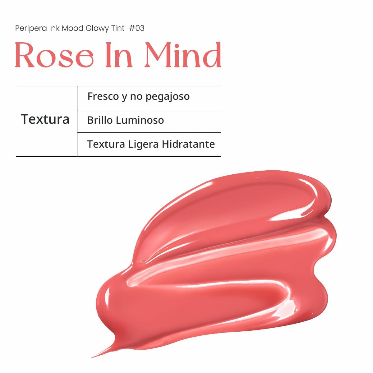Peripera Ink Mood Glowy Tint | Tinte labial que realza los labios, naturalmente hidratante, ligero, que realza el brillo, duradero, cómodo, no pegajoso, sin película blanca (003 ROSE IN MIND)
