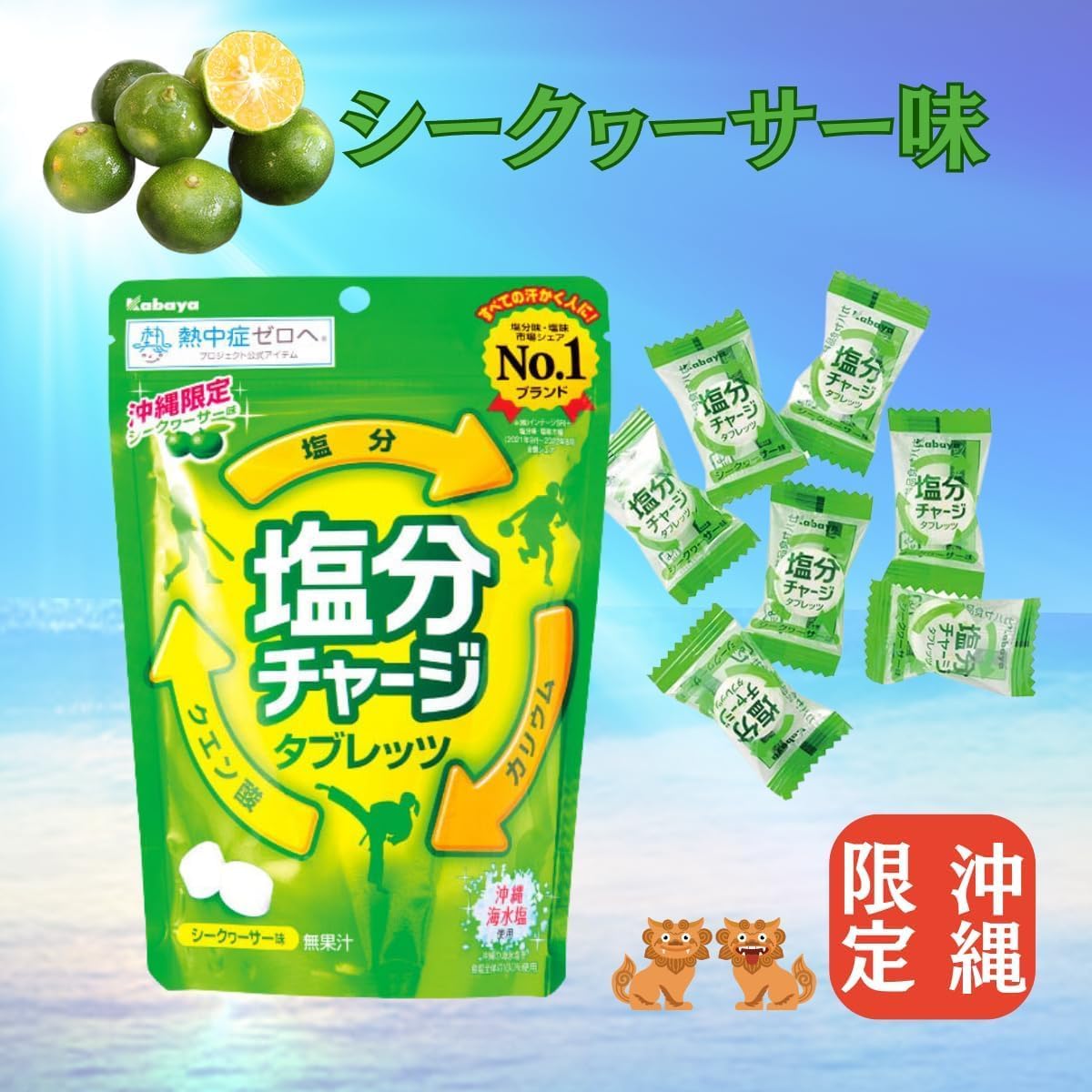 Salt Charge Tabrets, Large Capacity, Over 100 Tablets [Okinawa Limited] Sea Quesser, Sports Drink, Salt Lemon, Plum, Assorted Set, Commercial Use