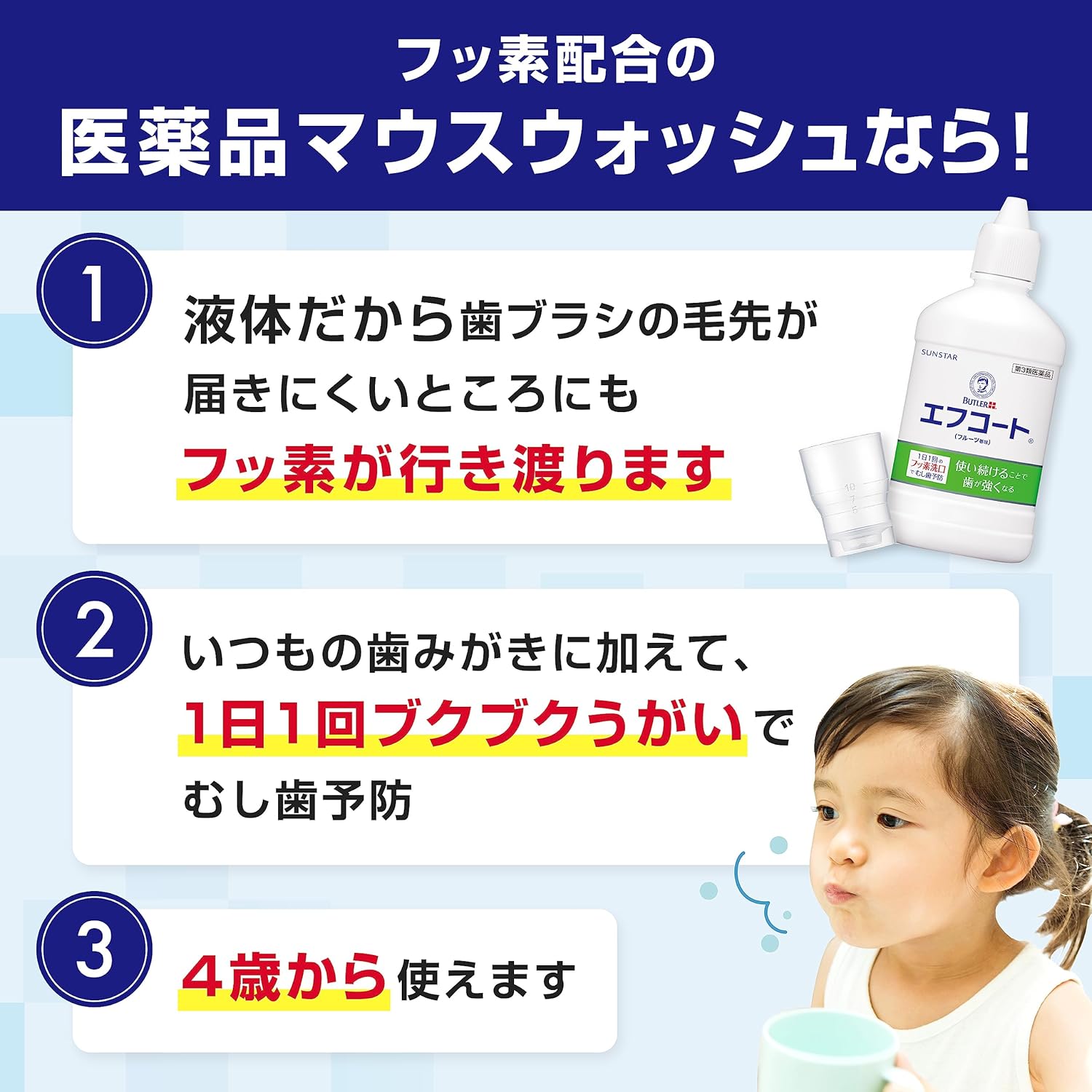 BUTLER (バトラー) [3rd Class OTC Drug] Efcoat Fluoride Mouthwash (Fruit Flavor) 250mL