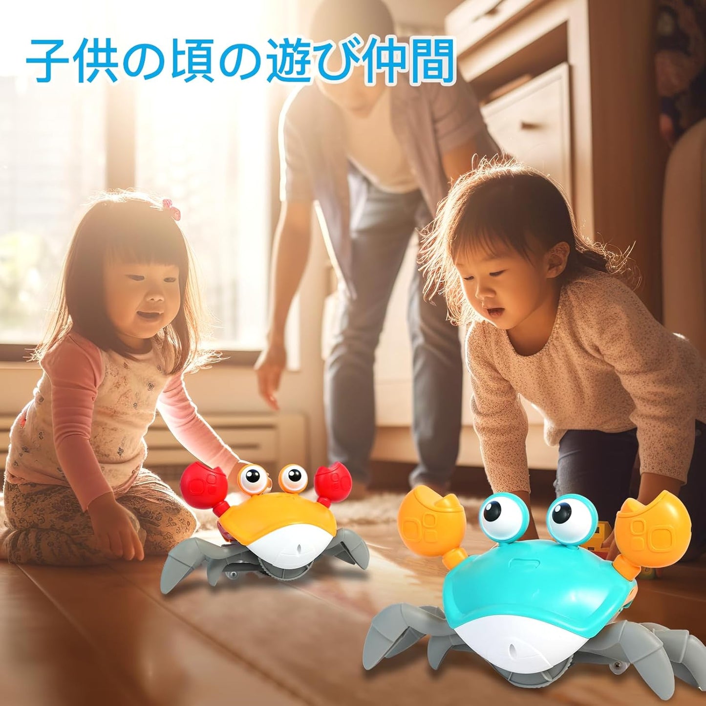 Crawling Crab Toy for Kids with Music, Electronic Light Up Crawling Toy, Automatically Avoiding Obstacles, Moving Toys for Kids, Boys and Girls