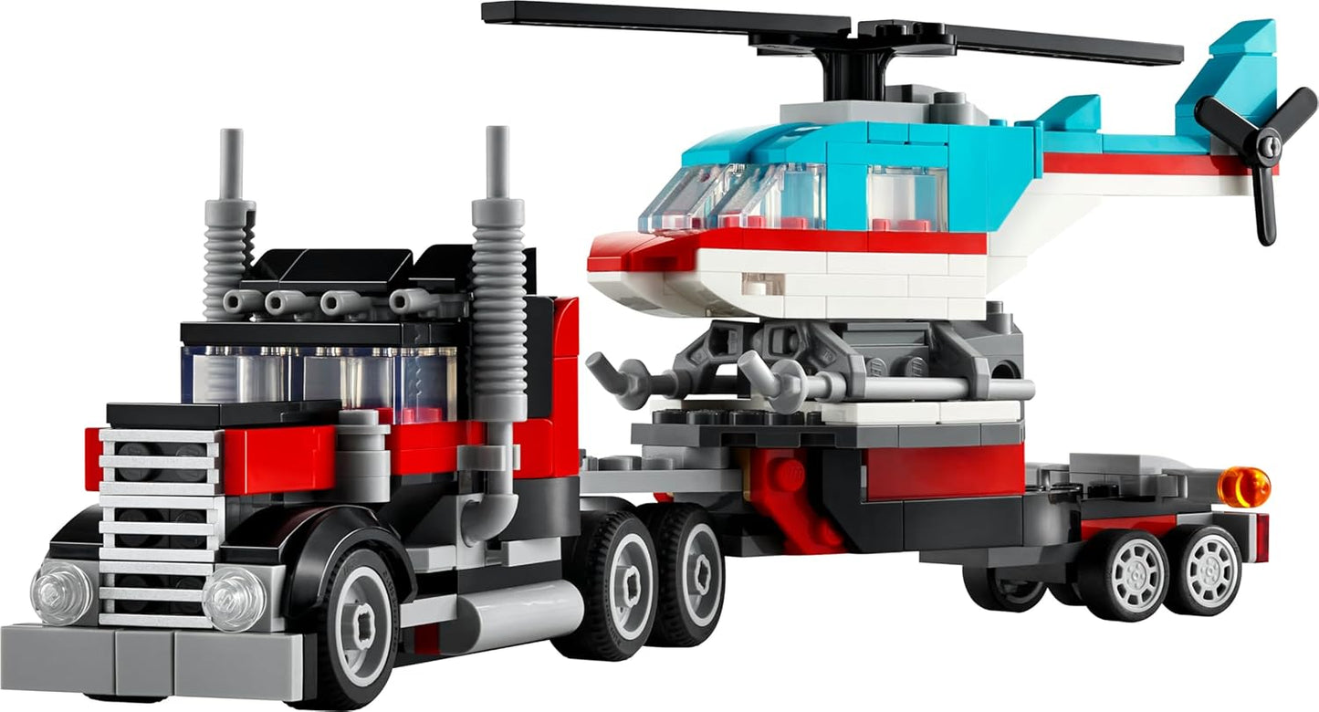 LEGO 31146 Creator Helicopter Truck Toy Present, Block, Boys, Girls, Children, 6 Years, 7 Years, 8 Years, 9 Years, Elementary School Students, Vehicles, Glue, Educational, Creative