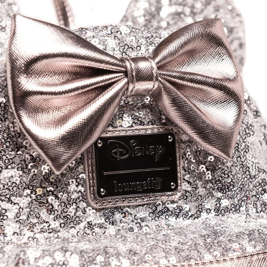 Loungefly Mini mochila de lentejuelas plateadas de Minnie Mouse de Disney