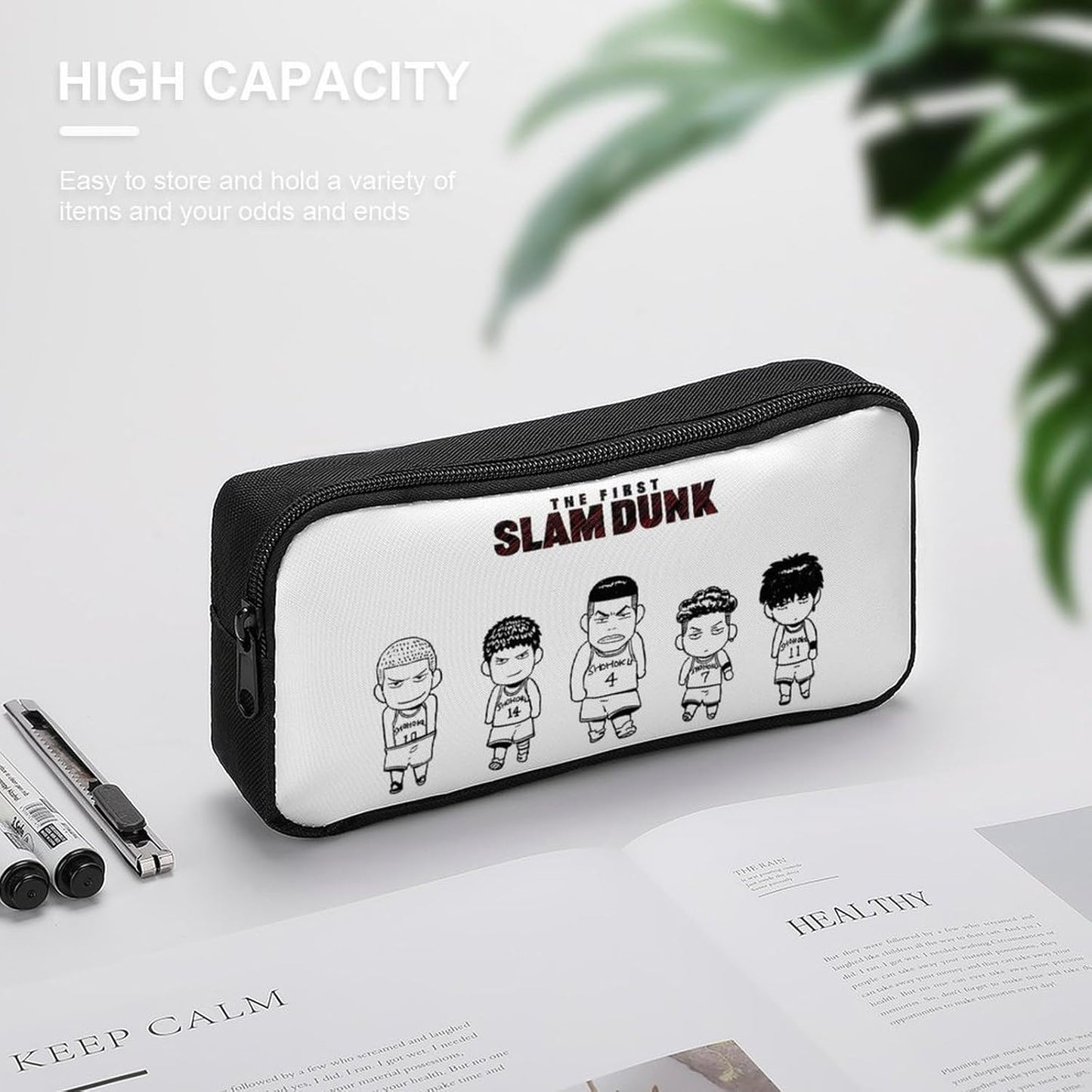 Slam Dunk Pencil Case, Large Capacity, Suitable for Anime Pencil Case, Youth Fashion Lightweight Pen Pouch, Cute Pencil Case, 8.7 x 4.7 x 2.0 inches (22 x 12 x 5 cm), style
