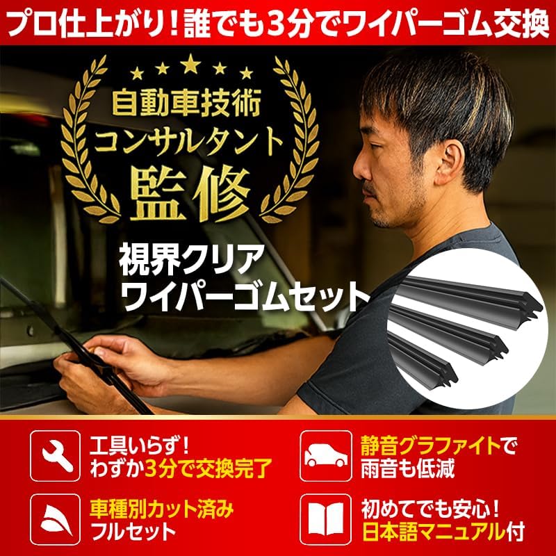ProTorque シャトル ワイパー 替えゴムGK8 GK9 GP7 GP8 純正互換 ホンダ HONDA 本田 互換品 運転席 助手席 リア 3本セット カスタム パーツ 交換 [並行輸入品]