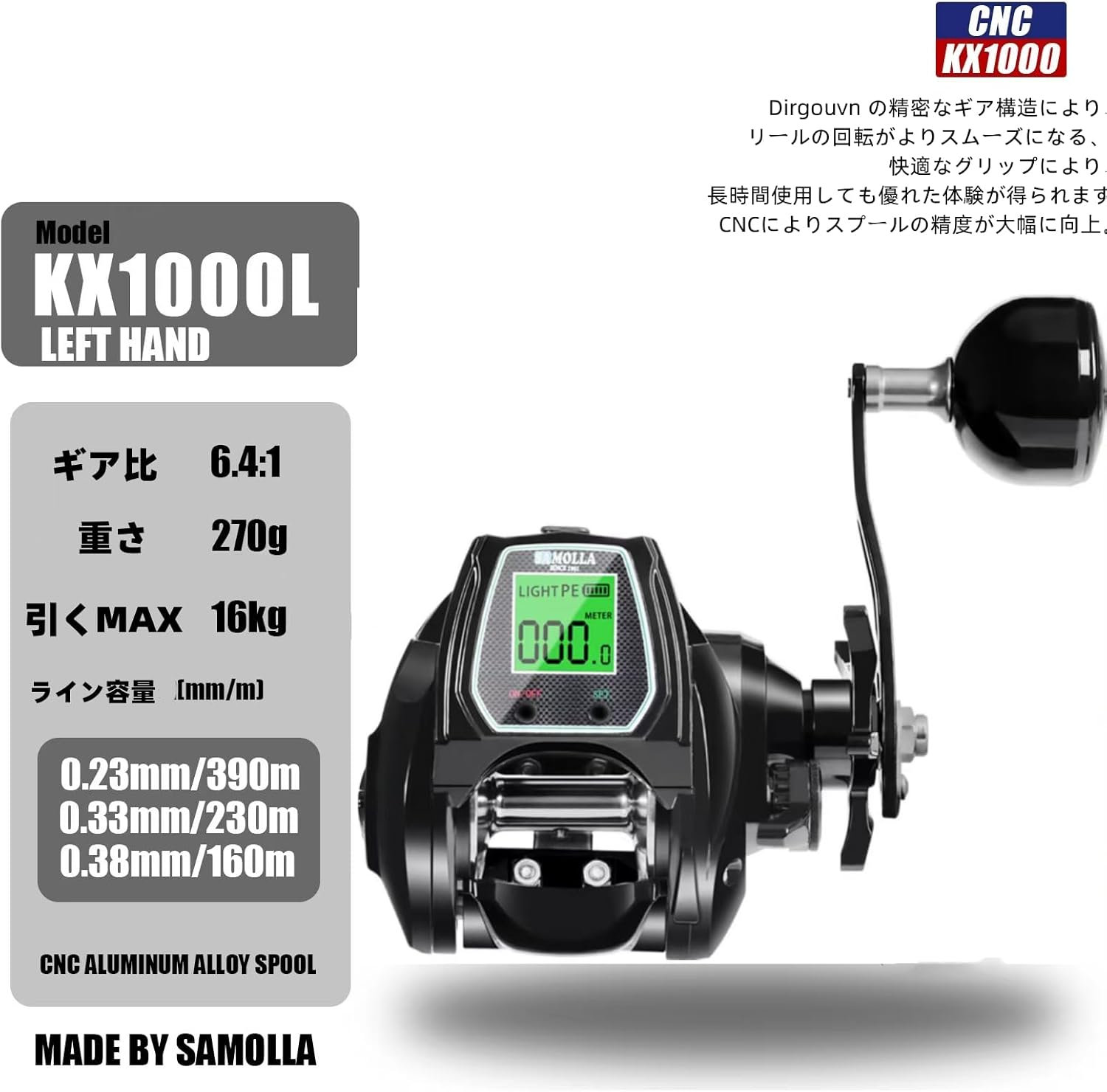 (2025 Model Limited) Bait LED with Counter, Waterproof, Professional Rechargeable Model and Regular Model, Line Counter 7.2 Gear Ratio, Replaceable Battery, Super Large Drag Force, 22.0 lbs (10
