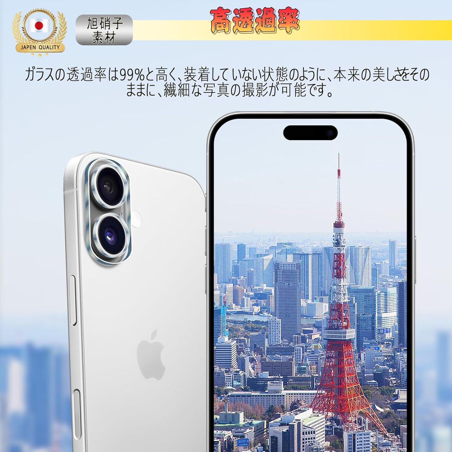 Compatible 17 Camera Film for 17, Camera Cover (2 Pieces), Made of Asahi Glass Material, 9H Hardness, for 16, 2-Eye Lens Protection, High Transmittance, Easy to Apply, Scratch Resistant, Dustproof