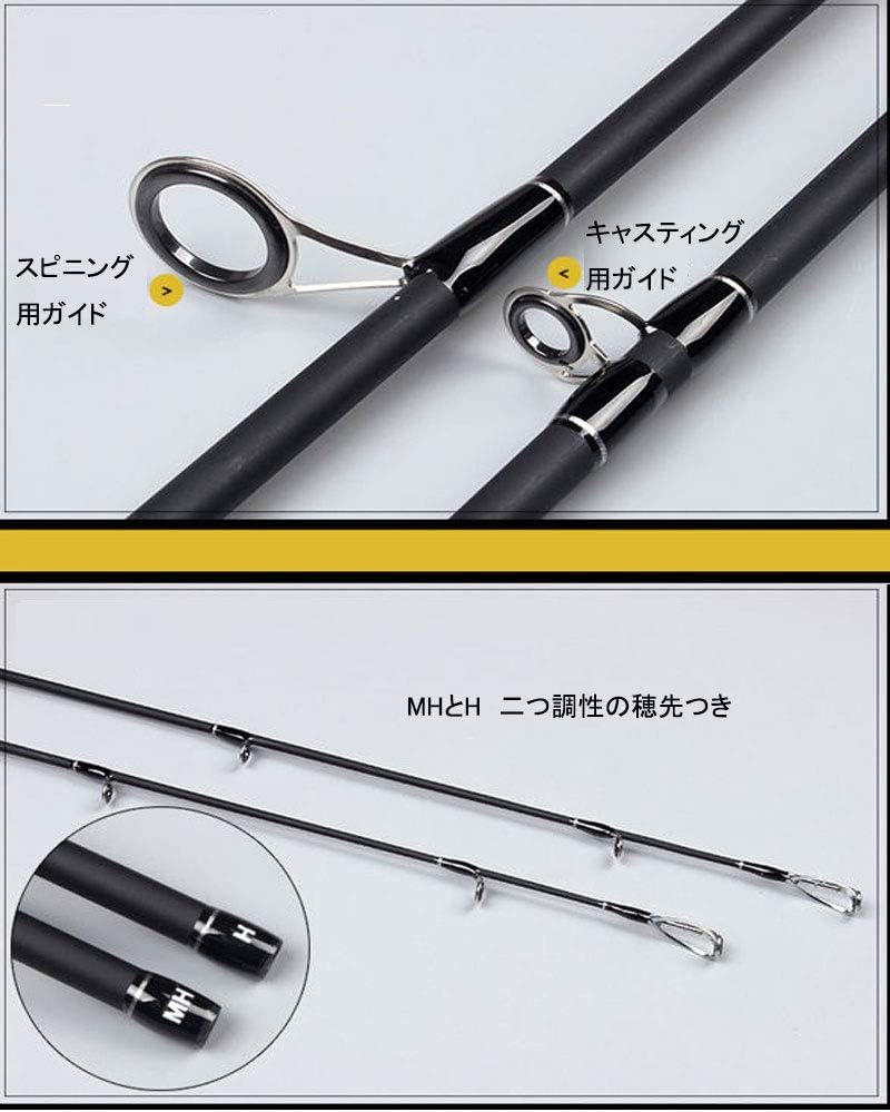Lure Rod, Carbide Fishing Rod, Sea Fishing Rod, Far Throw Fishing Rod, 3 Strands (Transparent, 3.0 m), Sea Bass Rod, MH/H Fishing Rod, Double Tip Included, Carbon, Spinning Rod, Casting Rod