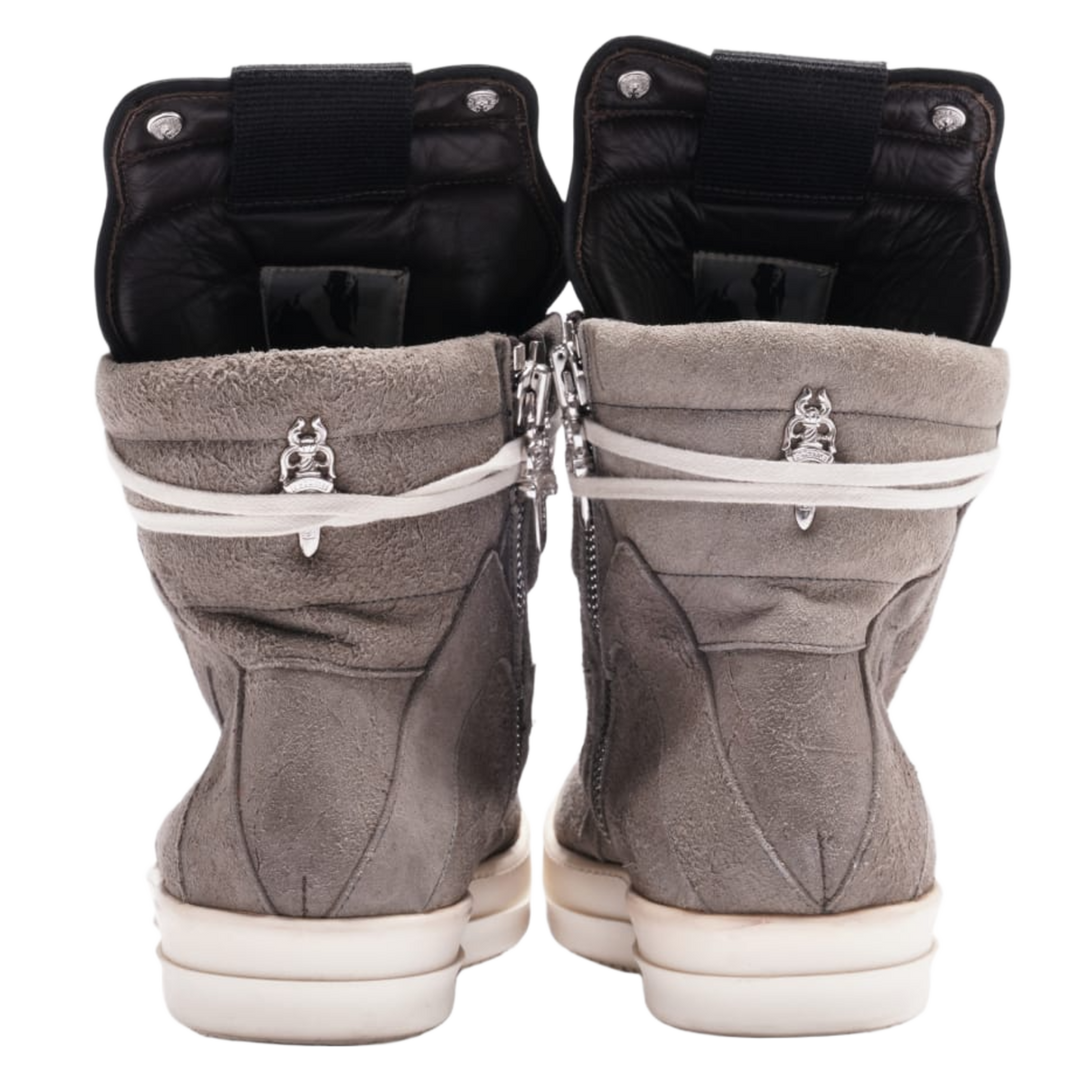 CHROME HEARTS X RICK OWENS 'GREY' SUEDE GEOBASKET SNEAKERS
