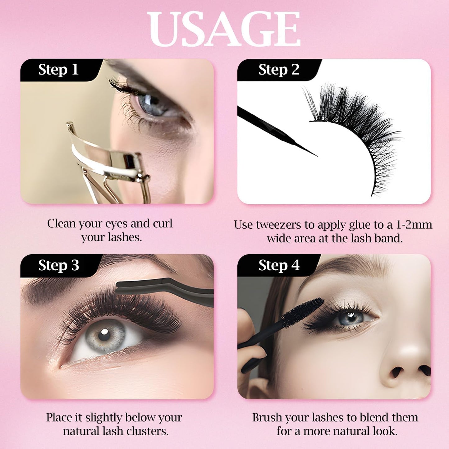 WALWAL Fox False Eyelashes - Natural Curly 3D Volume Fake Mink Lashes, Perfect for Cat Eye Makeup! Fluffy, Light and Attractive (Fox Style F, 5 Pairs)