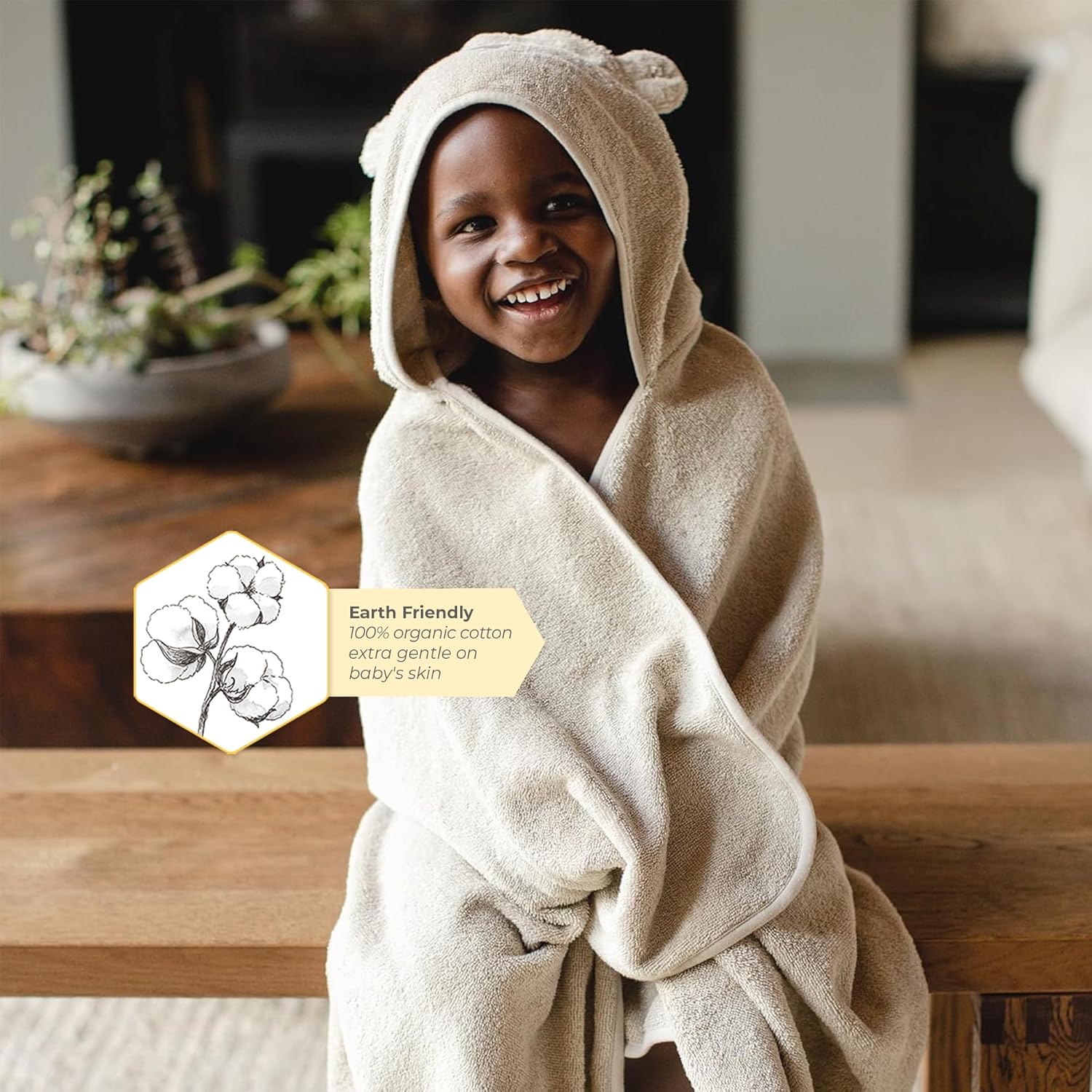 Burt's Bees Baby Toallas de algodón orgánico con capucha para niños pequeños, artículos esenciales de baño unisex, toalla suave para guardería para niños