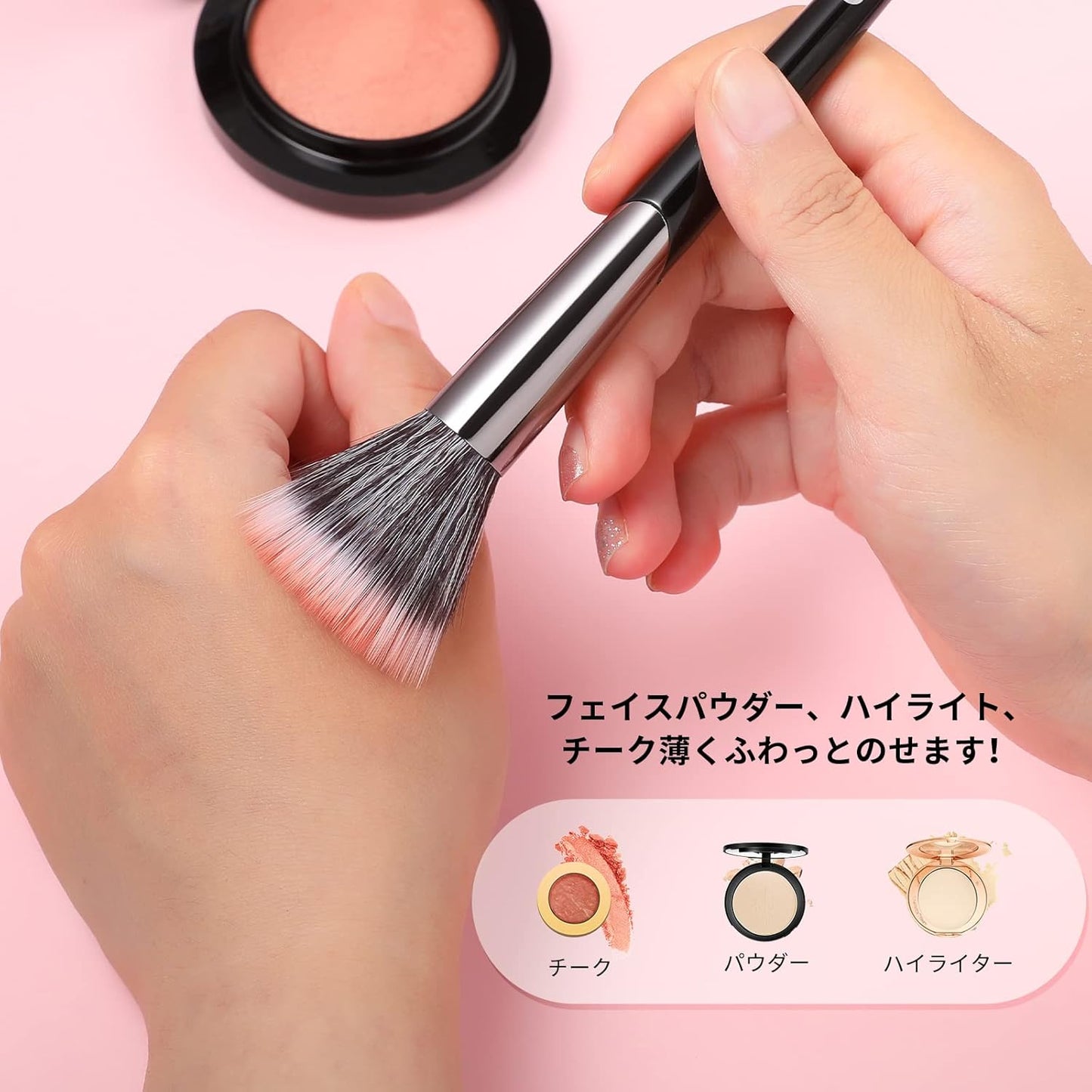 DUcare Cheek Brush, Stippling Brush, 188 Brush for Powder Foundation, Powder Brush, Soft Duo Fiber Face Brush for Even Application