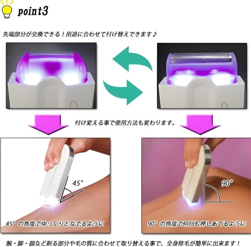Laser Hair Removal Device USB Rechargeable Female Epilator Portable Lighted Epilator Painless Epilator Laser Hair Removal Device Body Epilator Female Shaver Painless Unisex Hair Removal USB